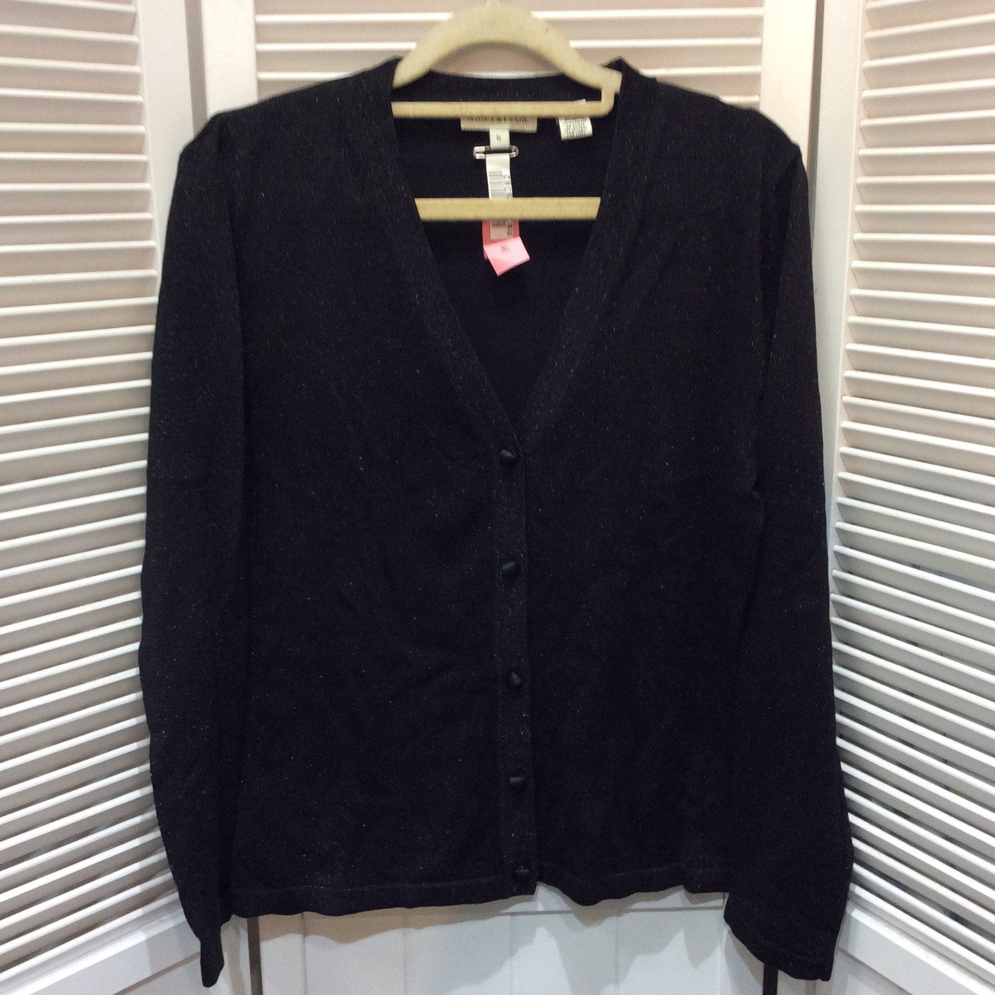 ANNTAYLOR アンテイラー シルク85% カーディガン S ブラックラメ