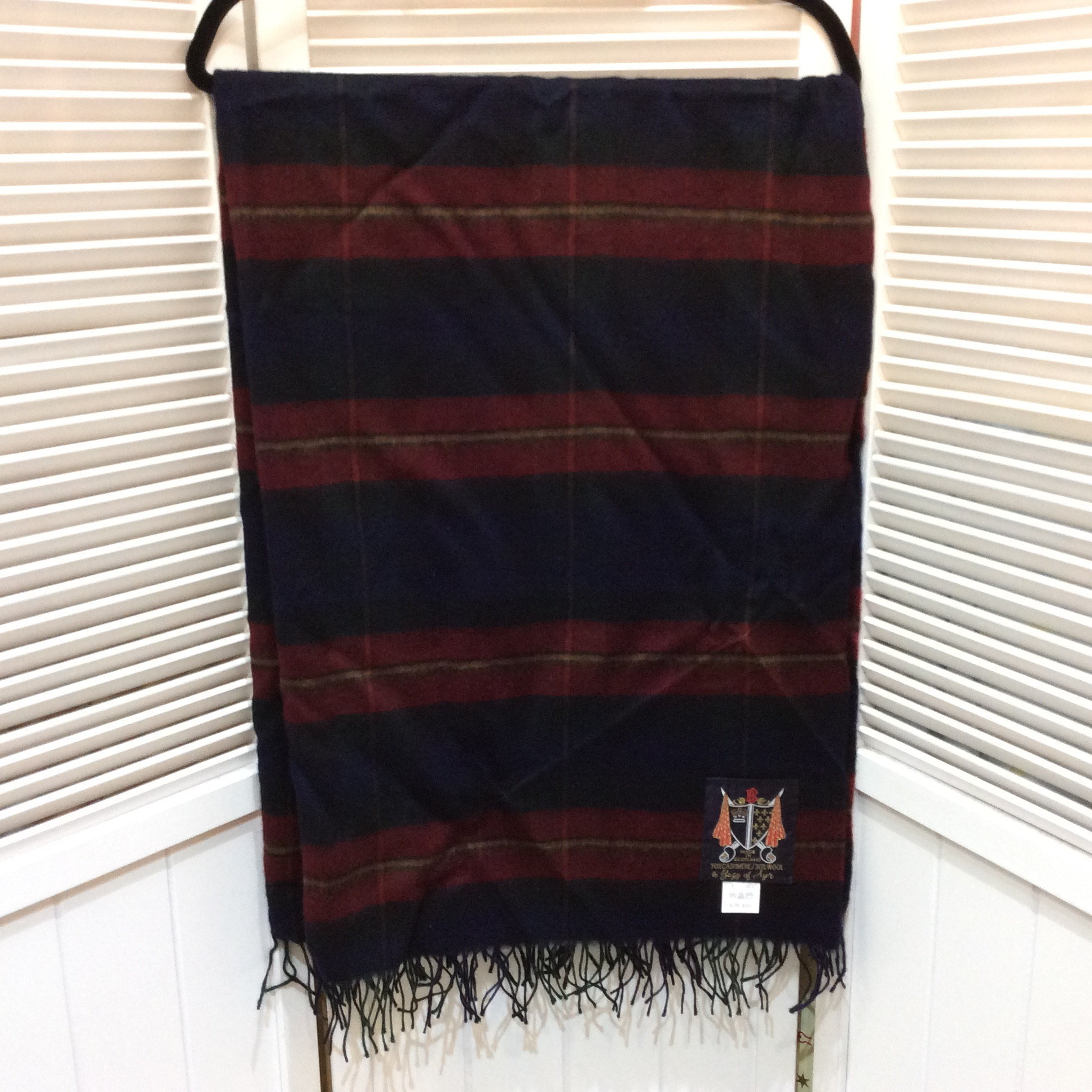 未使用☆スコットランド製 カシミヤ70% ストール