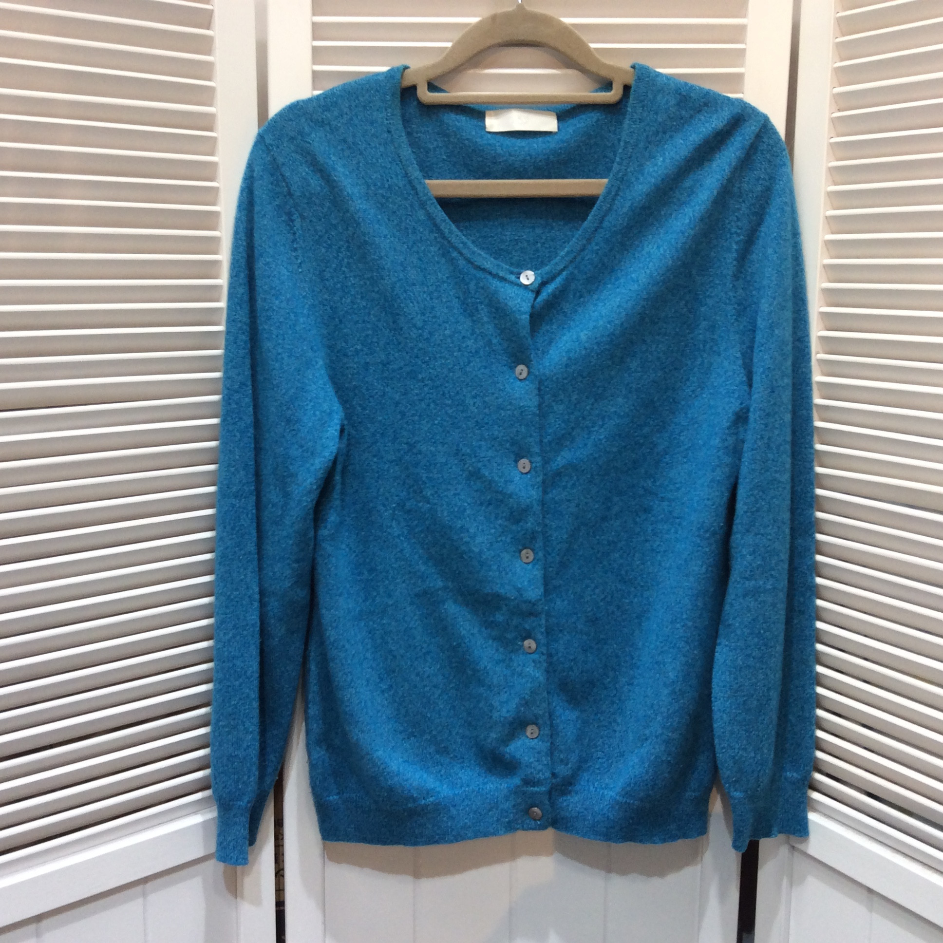 カシミヤ カーディガン M〜L  ブルー