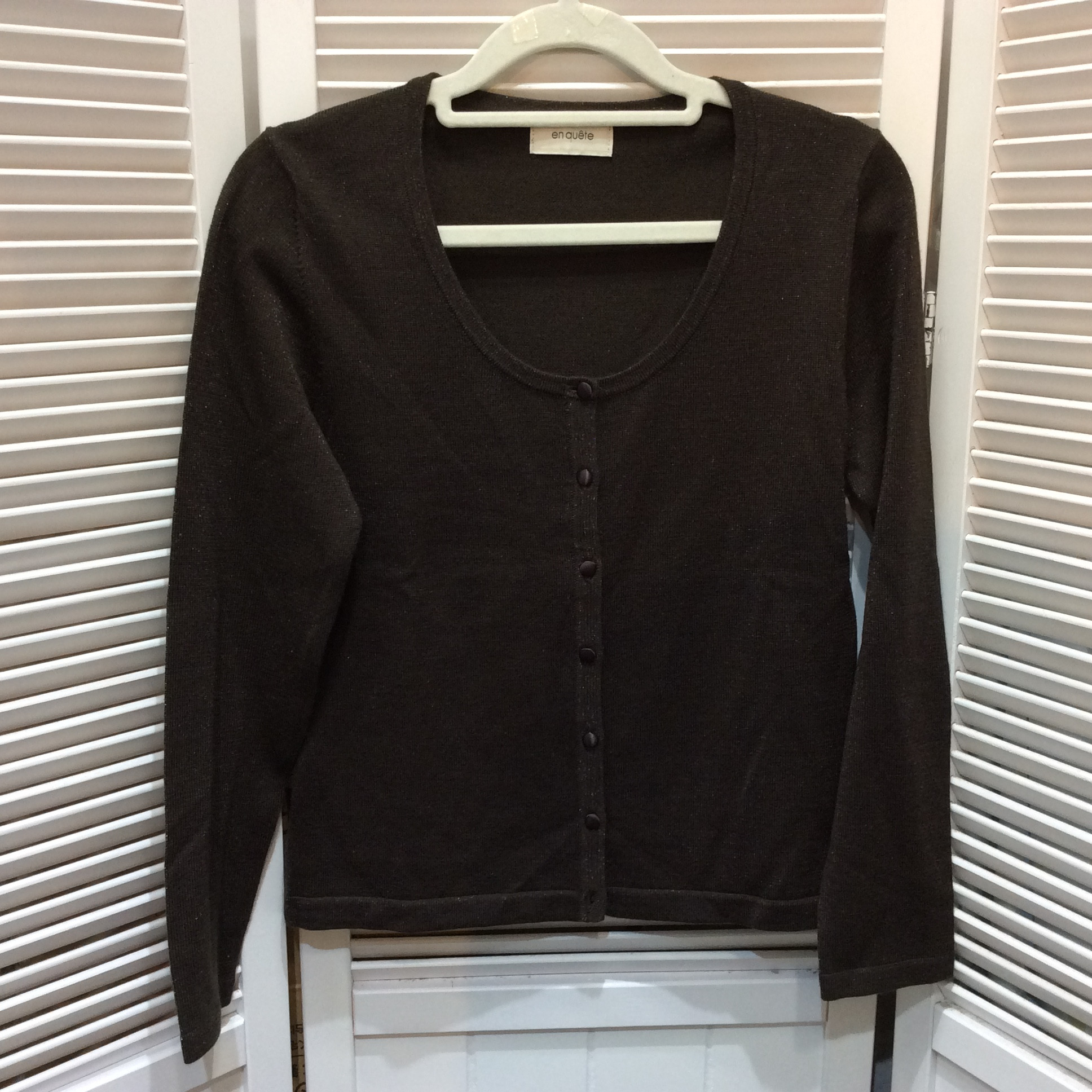 en quete アンケート カーディガン 9号 ダークブラウンラメ
