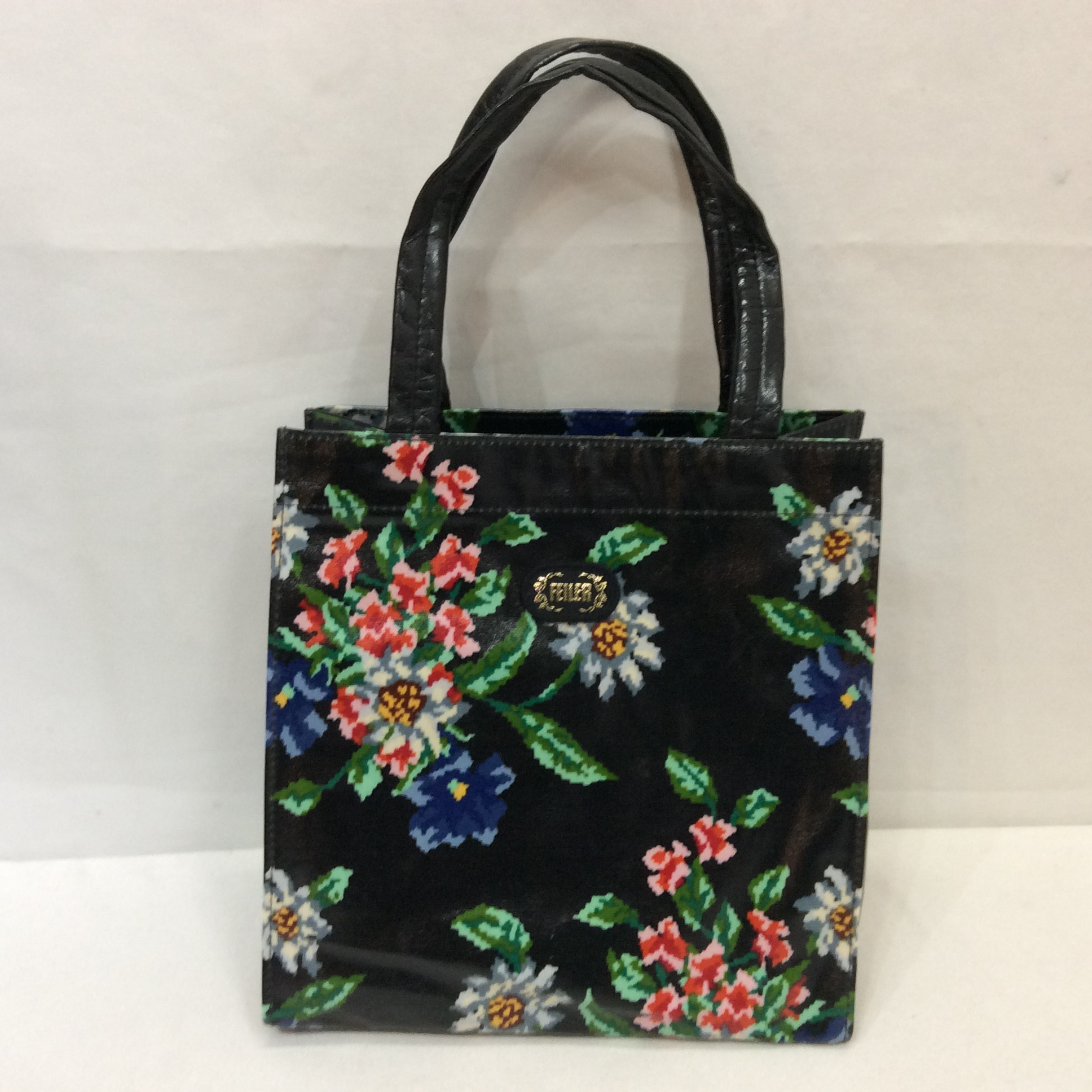 FEILER フェイラー 手提げバッグ ブラック×花柄