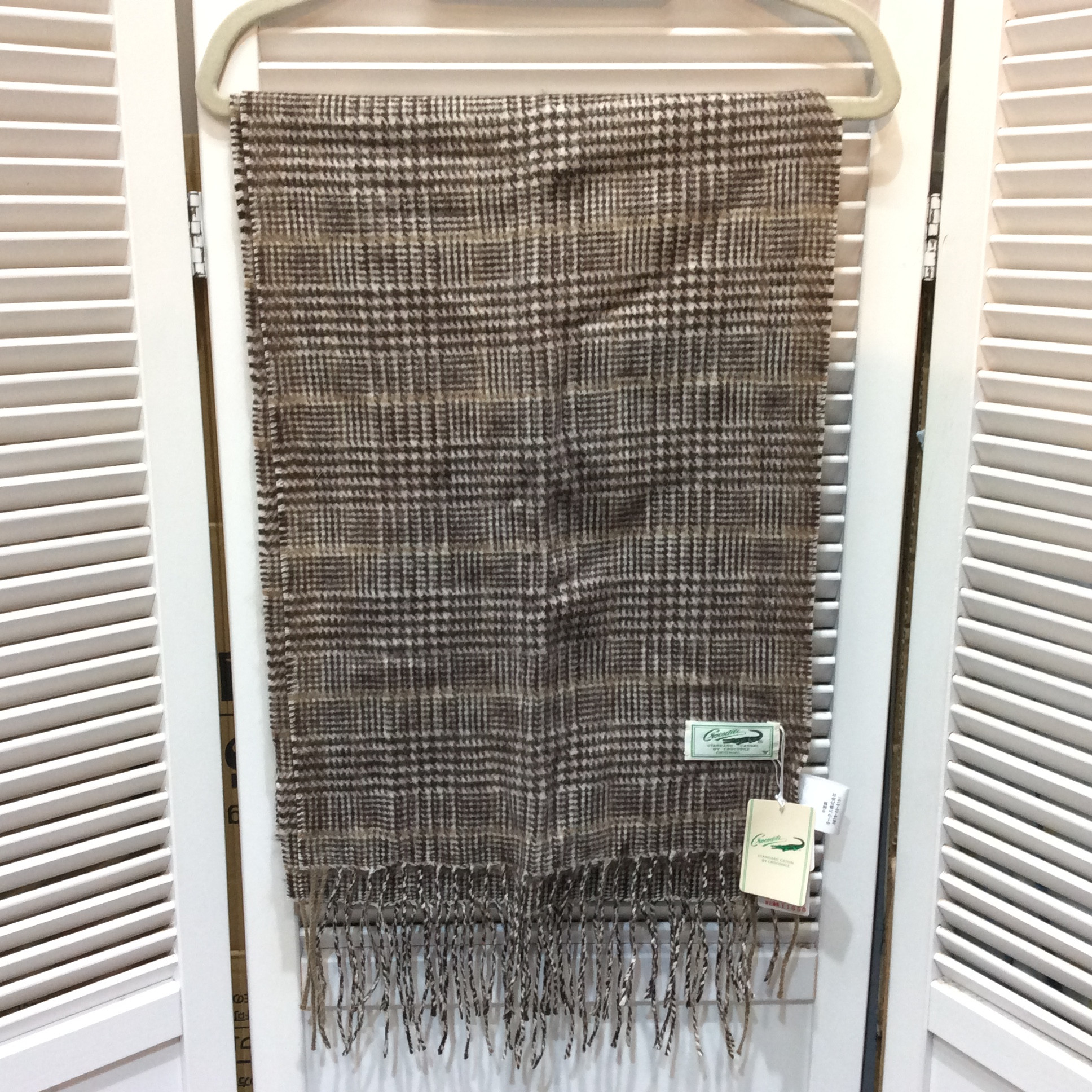 未使用☆クロコダイル マフラー ブラウン系チェック