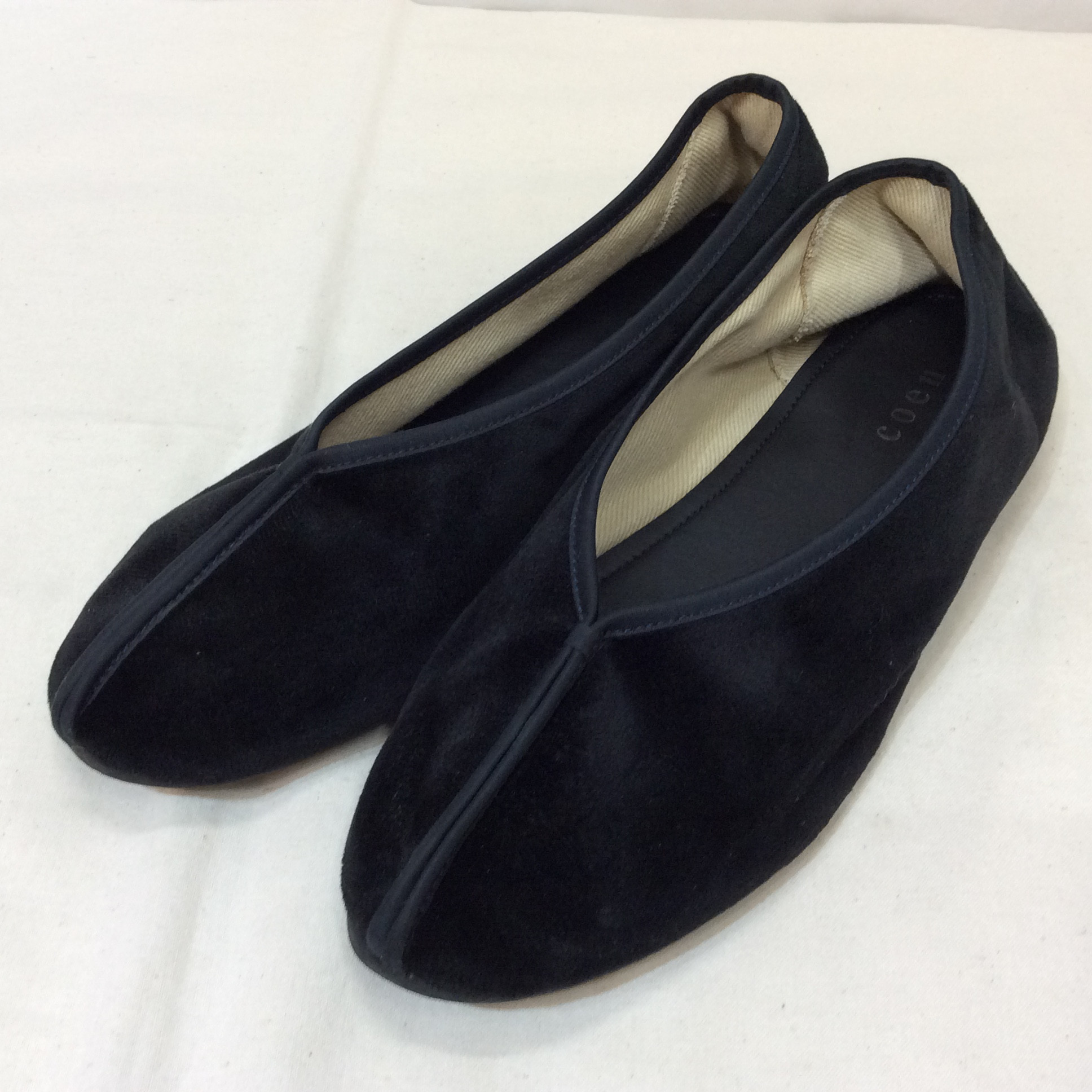 coen コーエン ベロアシューズ ブラック