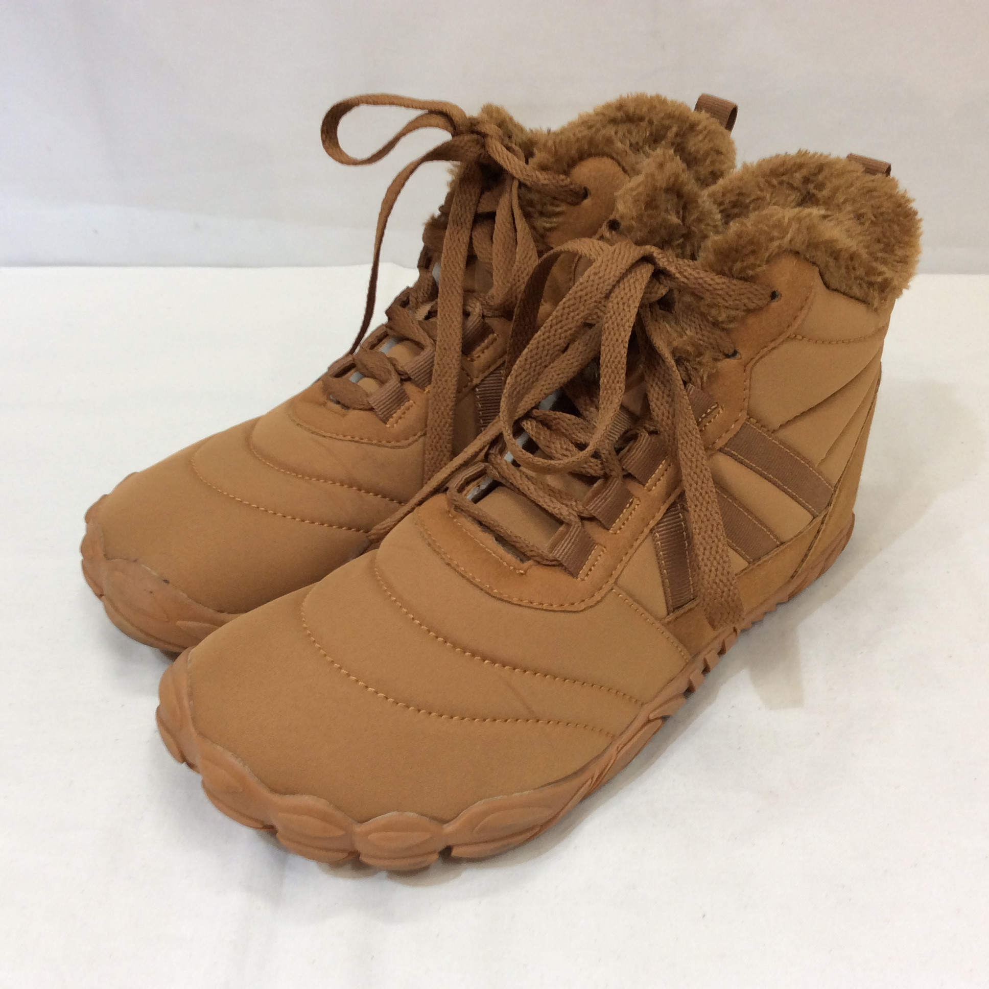 MISHANSHA ミシャンシャ 中ボアブーツ 39 ブラウン 防寒 スノーブーツ