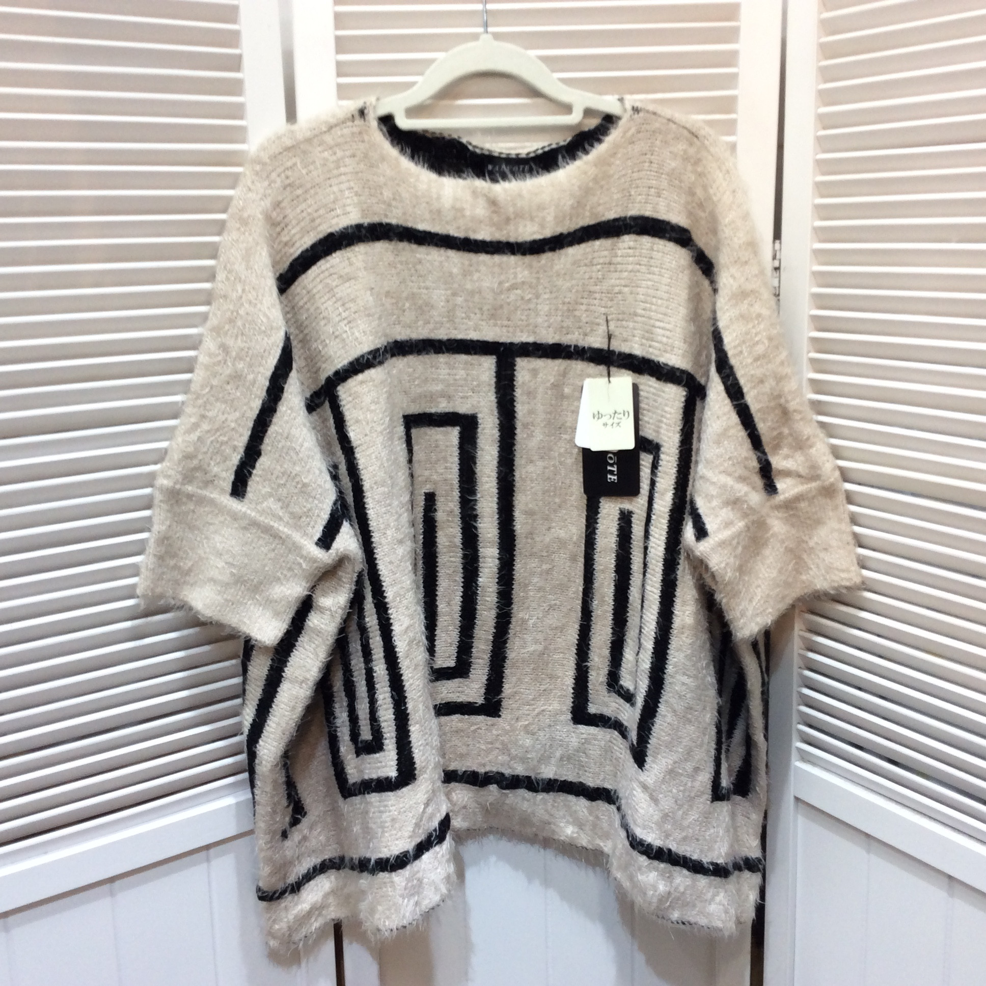 未使用☆WALVOTE ウォルヴォーテ デザインセーター LL ベージュ系