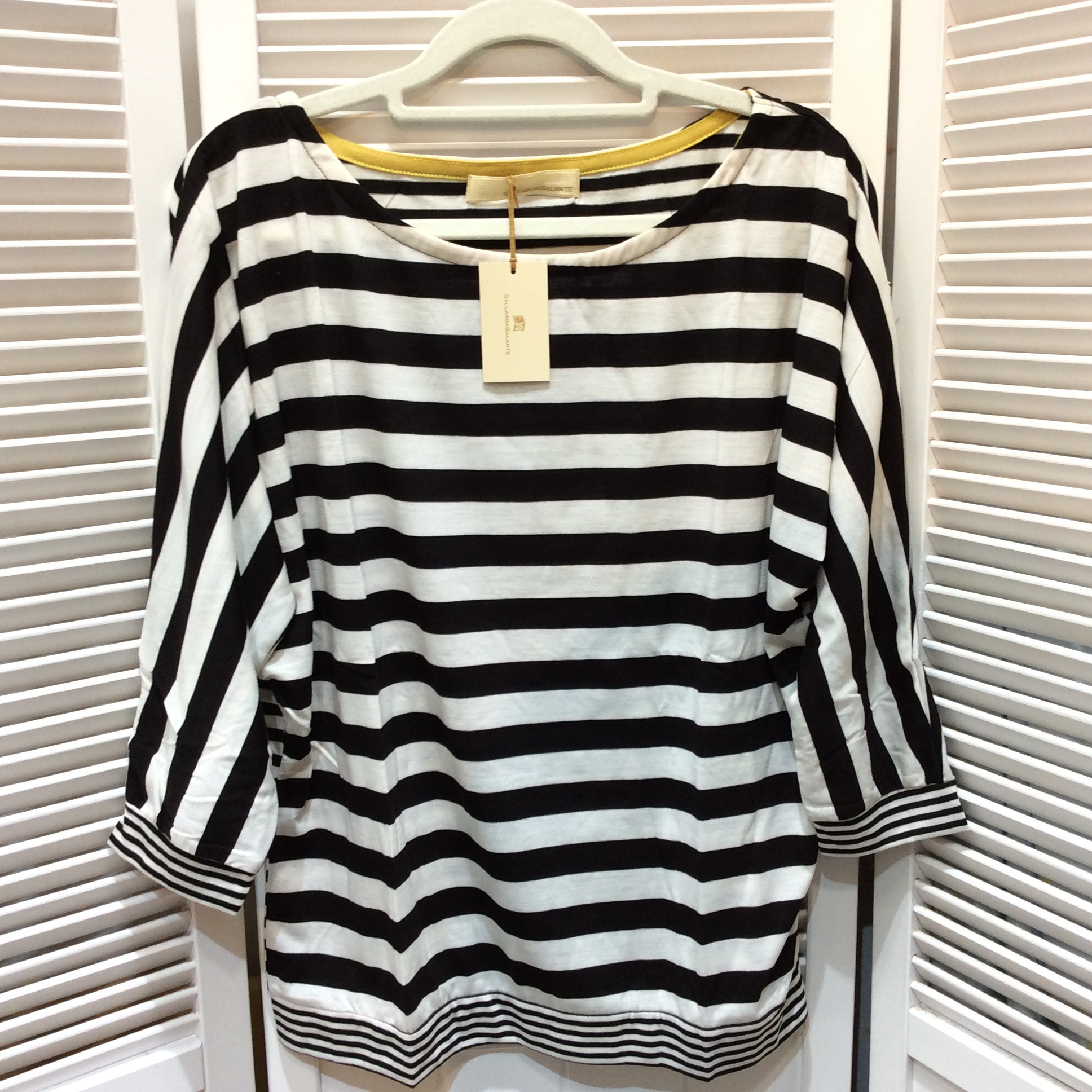 未使用☆GALLARDAGALANTE ガリャルダガランテ ドルマンスリーブ カットソー F フリー ホワイト×ブラック ボーダー