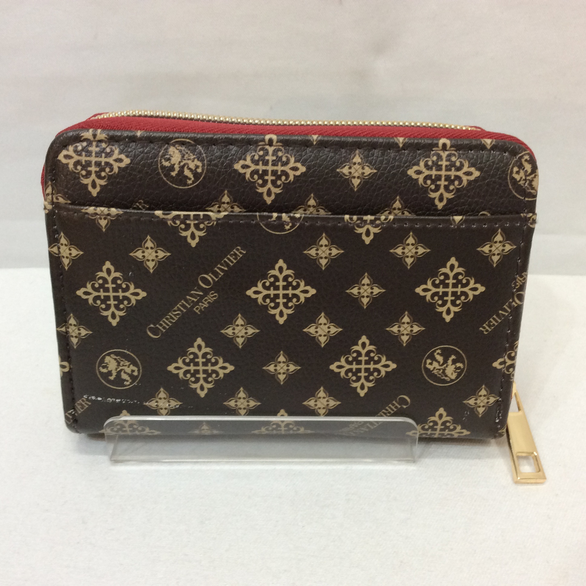 クリスチャンオリビエ ラウンド式カード入れ＆コインケース ブラウン