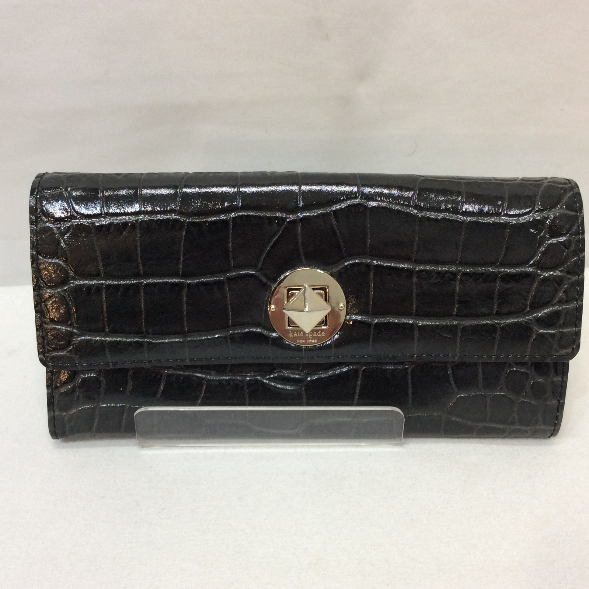 ケイトスペード レザー型押し長財布 ブラック