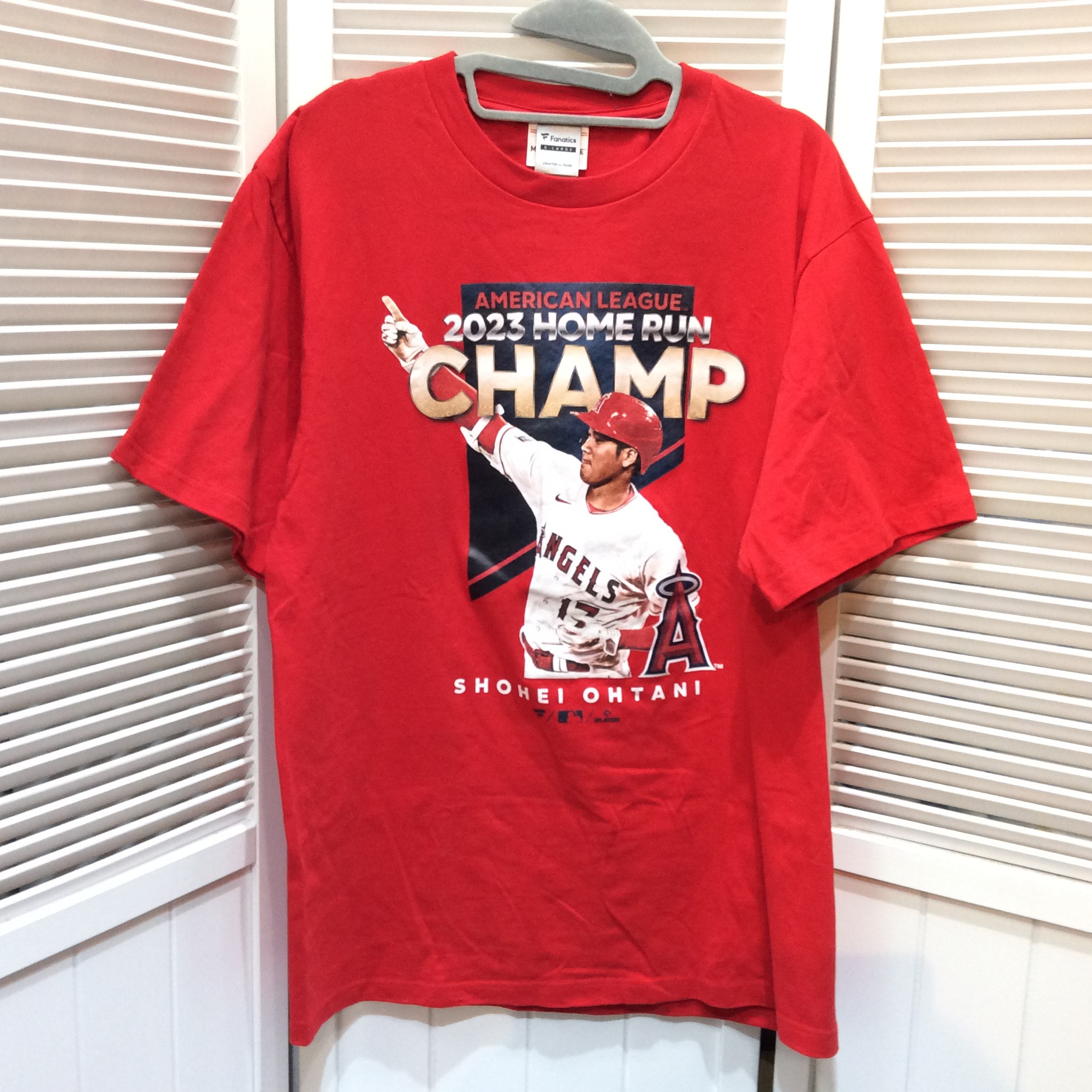 大谷翔平 2023年アメリカンリーグ ホームラン王記念グッズ Tシャツ  サイズXL  美品