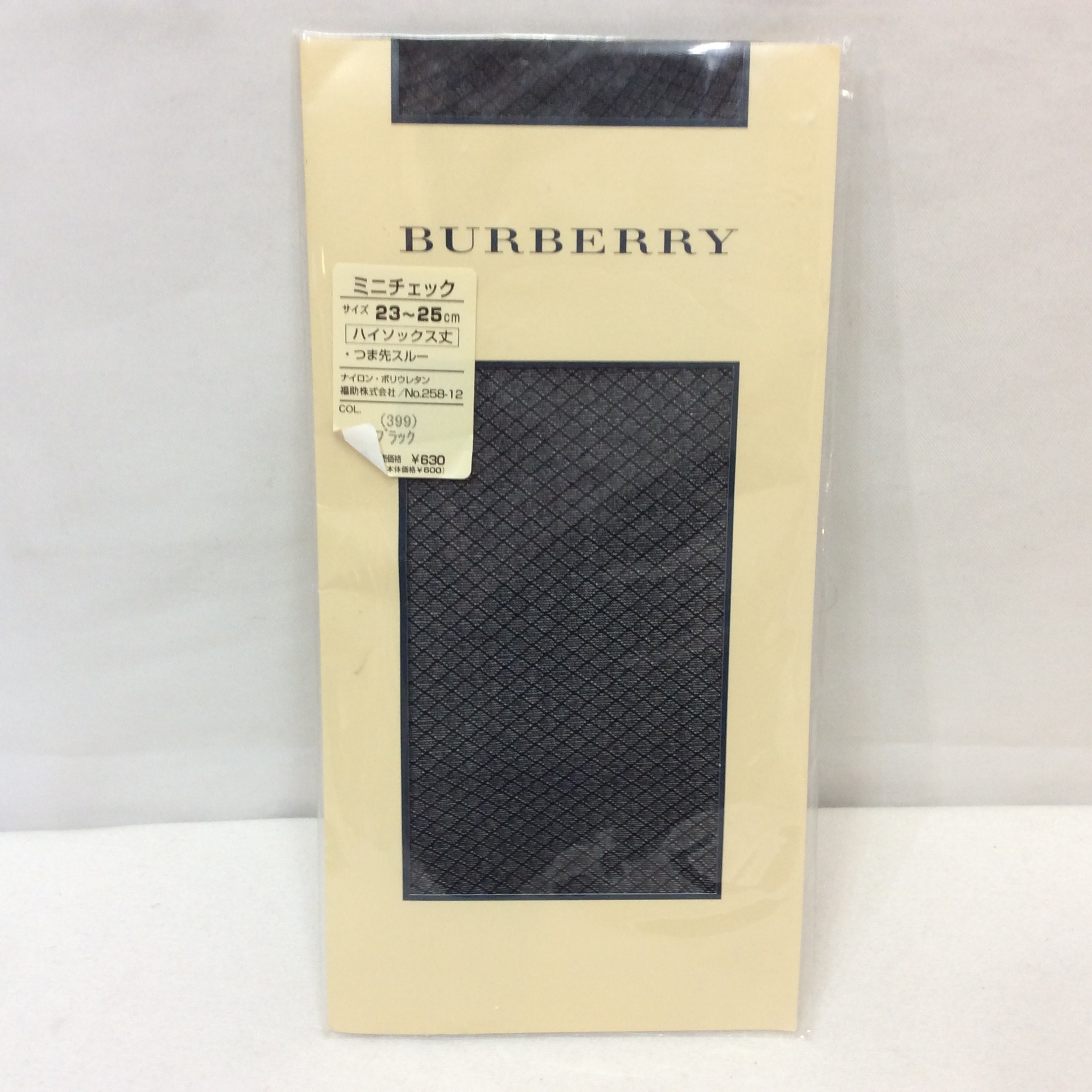 未使用☆バーバリー ストッキング ハイソックス丈 23~25cm ブラック ミニチェック