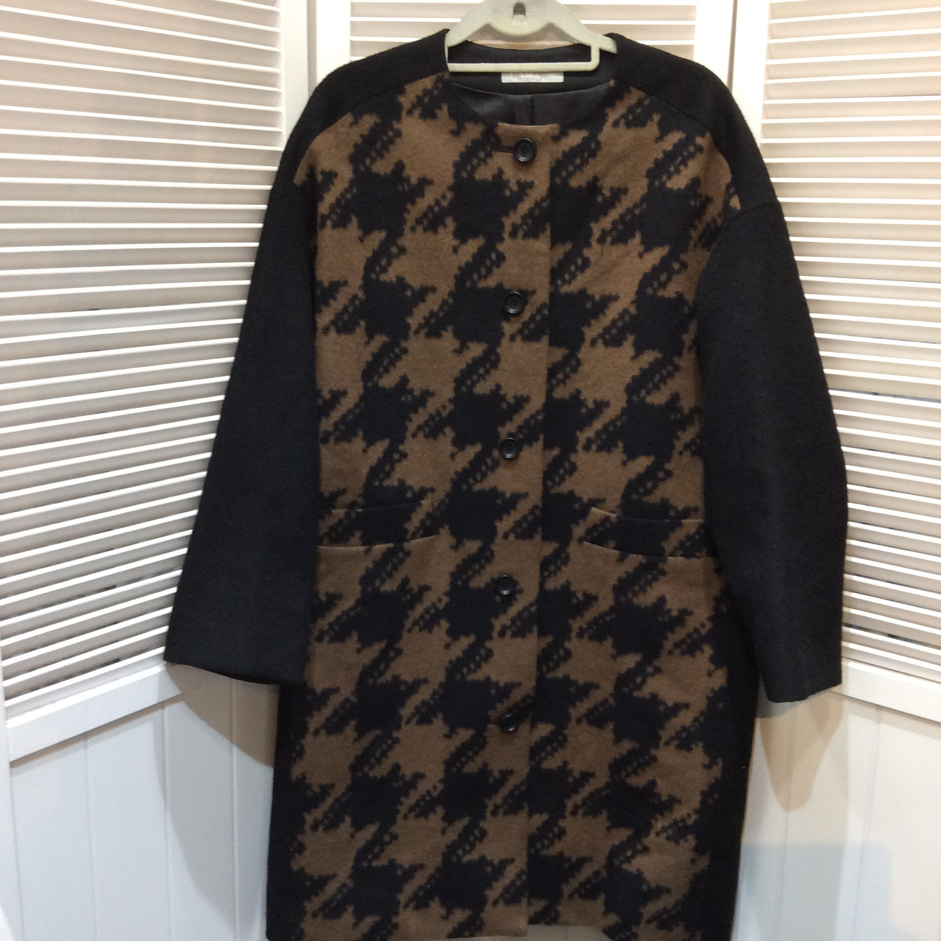 DAMA ノーカラーコート  ビッグ千鳥格子  9号  美品