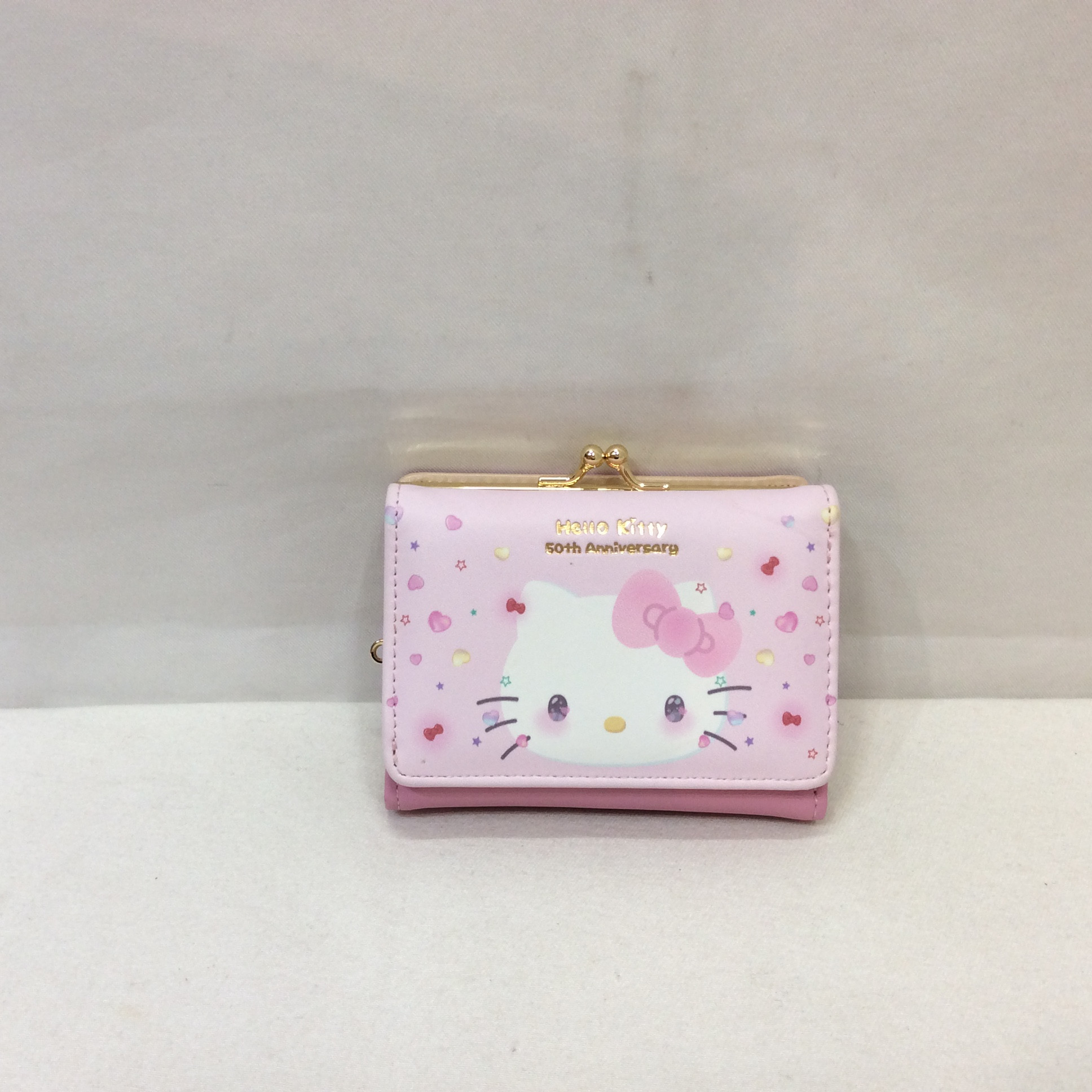 キティ50thアニバーサリー  がま口3つ折り財布  ピンク
