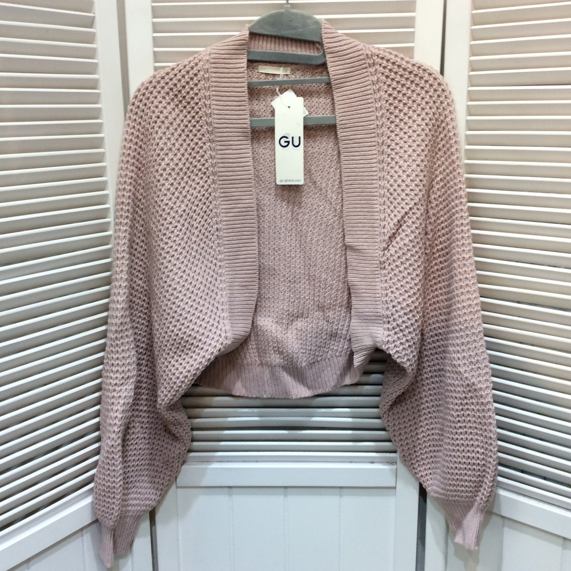 未使用☆GU ジーユー ワッフルニットボレロ M ピンク