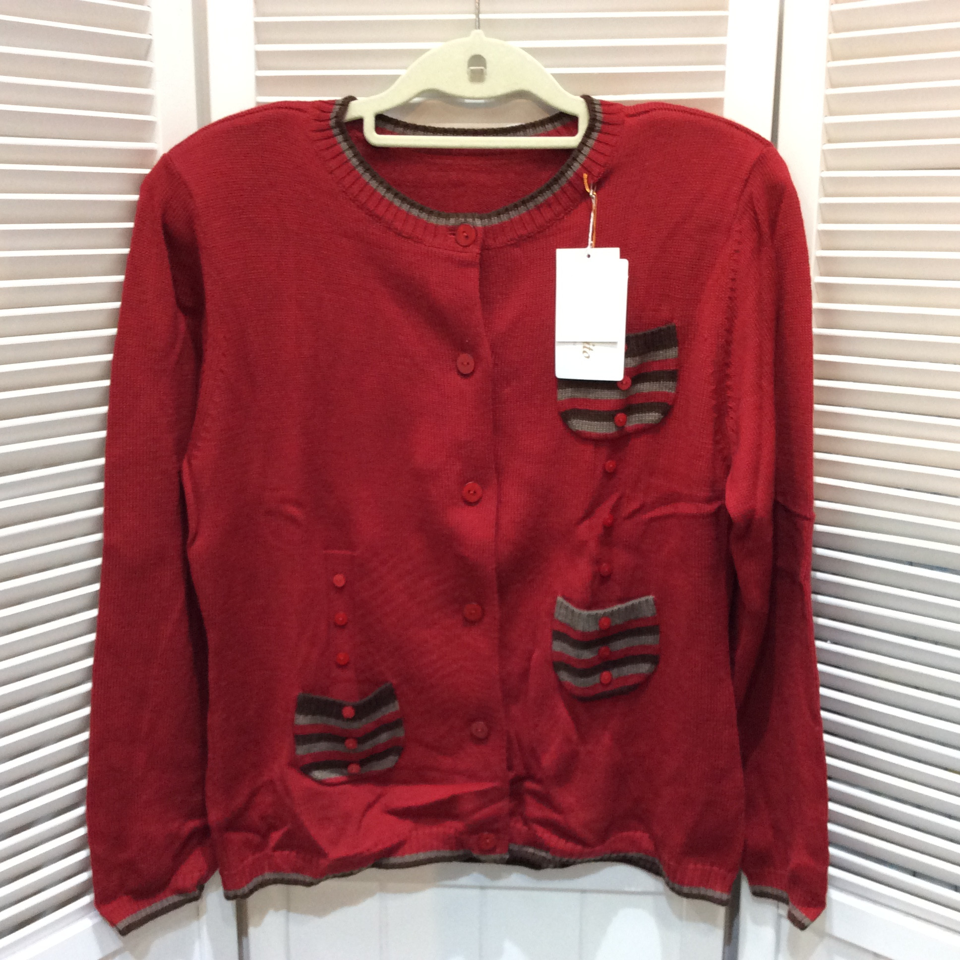 未使用☆カーディガン M~L 赤 手洗い可