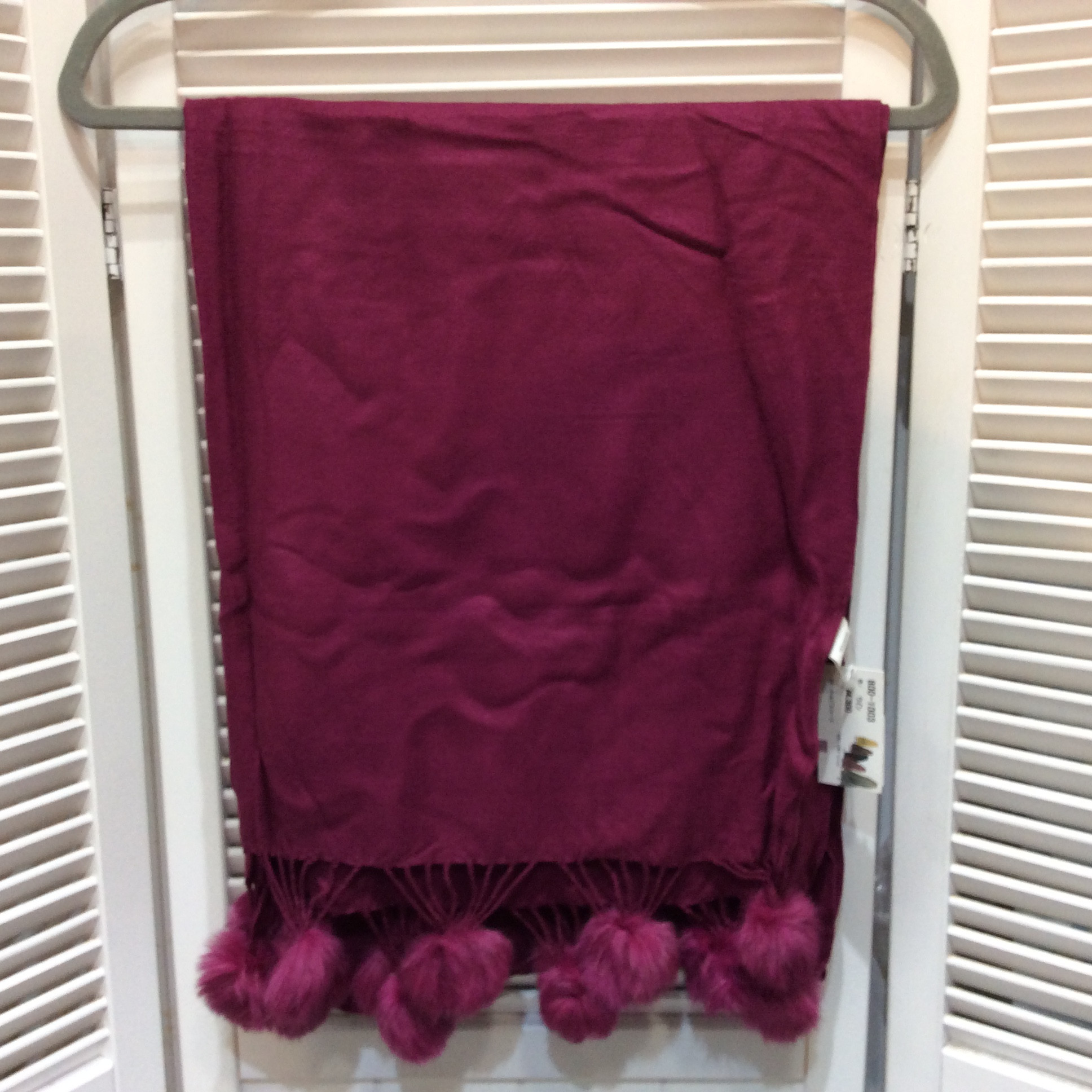 未使用☆ラビット&ビスコース 大判ストール ワイン