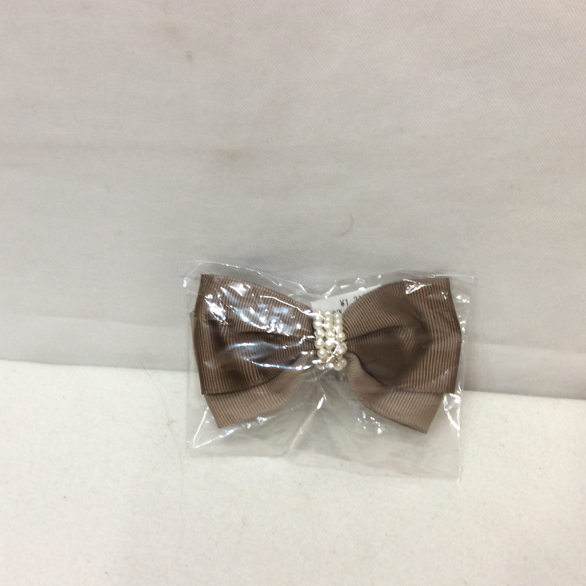 未使用 リボンバレッタ  茶