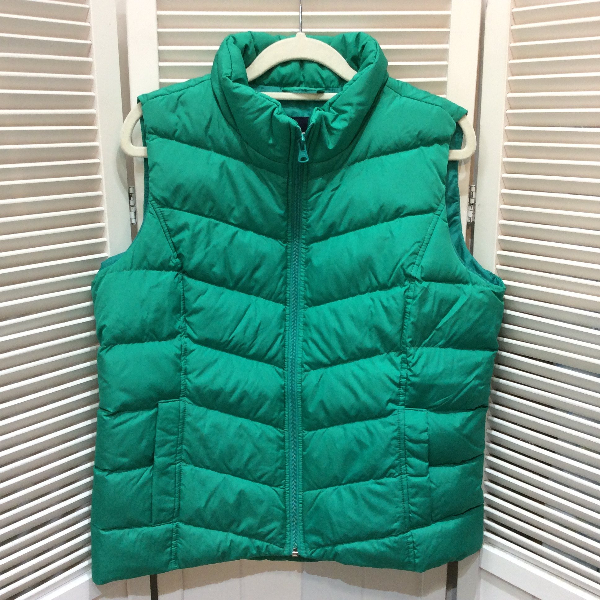 LANDS' END ランズエンド ダウンベスト L グリーン