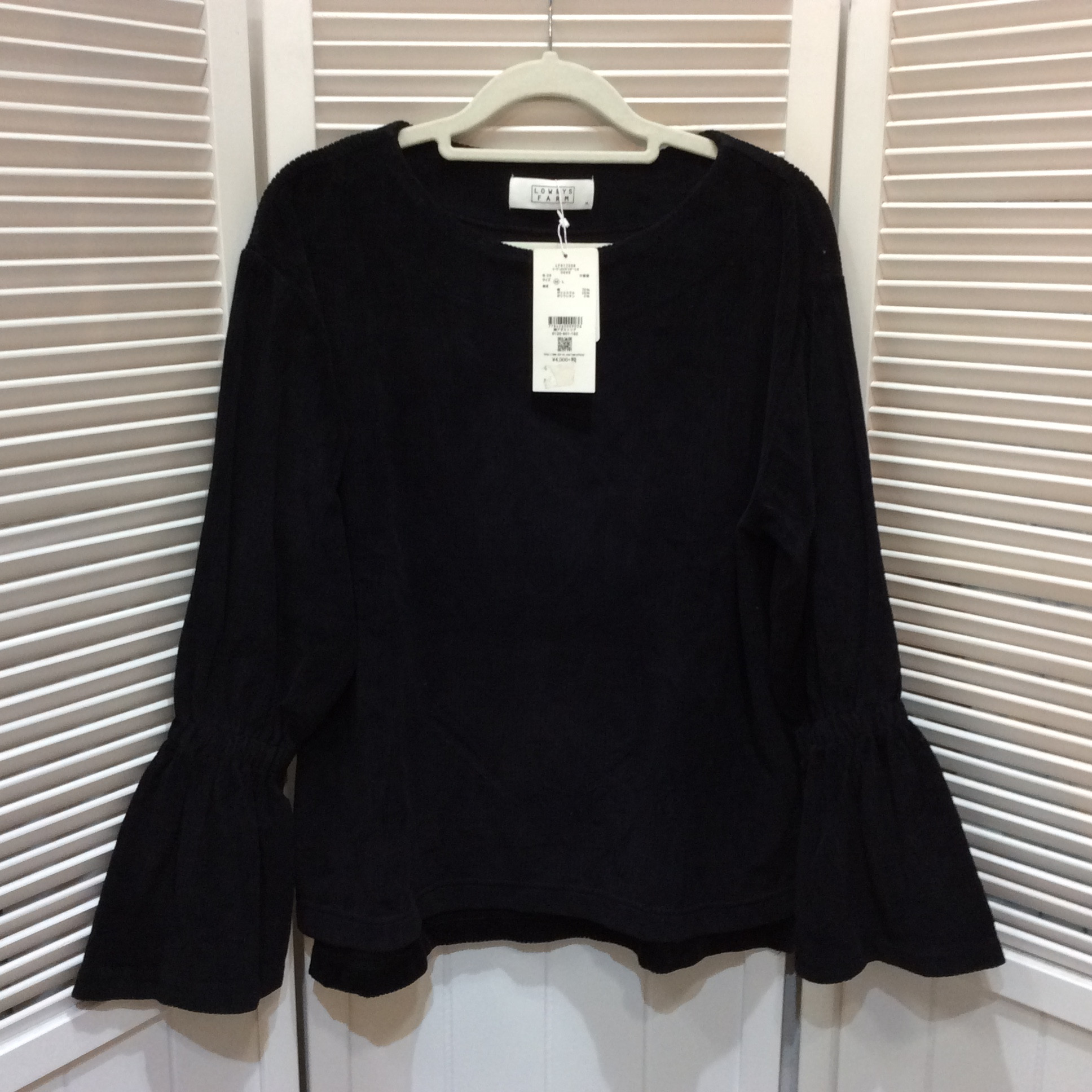 未使用☆LOWRYS FARM ローリーズファーム コーデュロイギャザーロングスリーブ M ブラック
