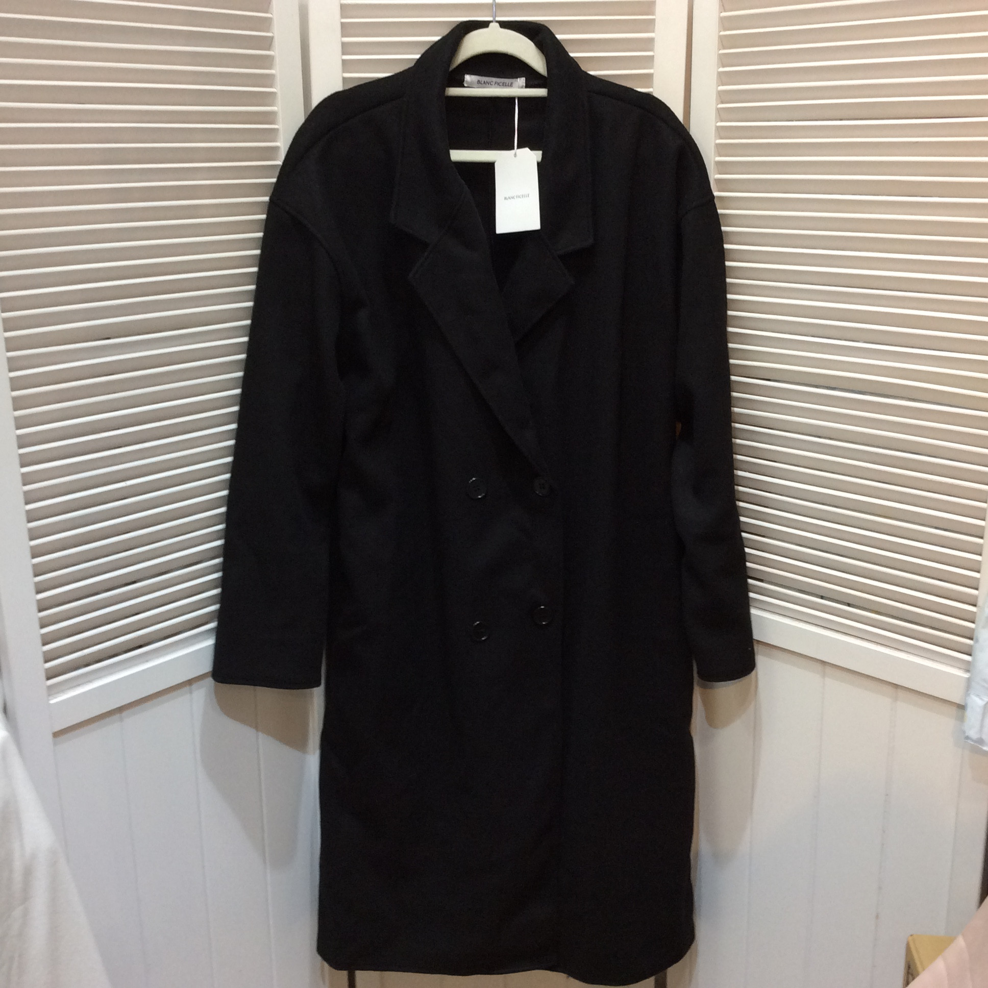 未使用☆BLANC FICELLE ブランフィセル チェスターコート XL ブラック ポケットにほつれあり