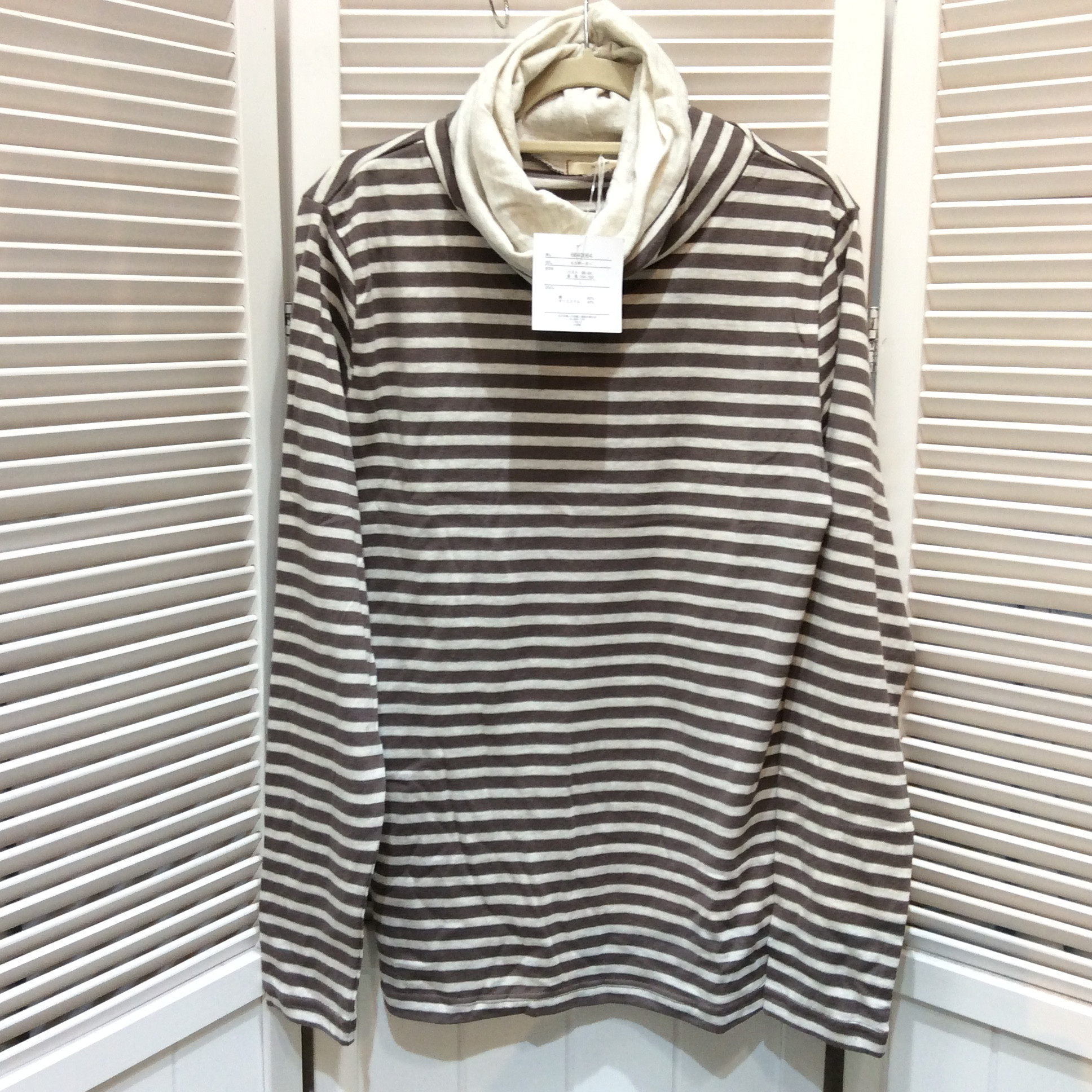 未使用 タートルカットソー  Lサイズ  モカボーダー