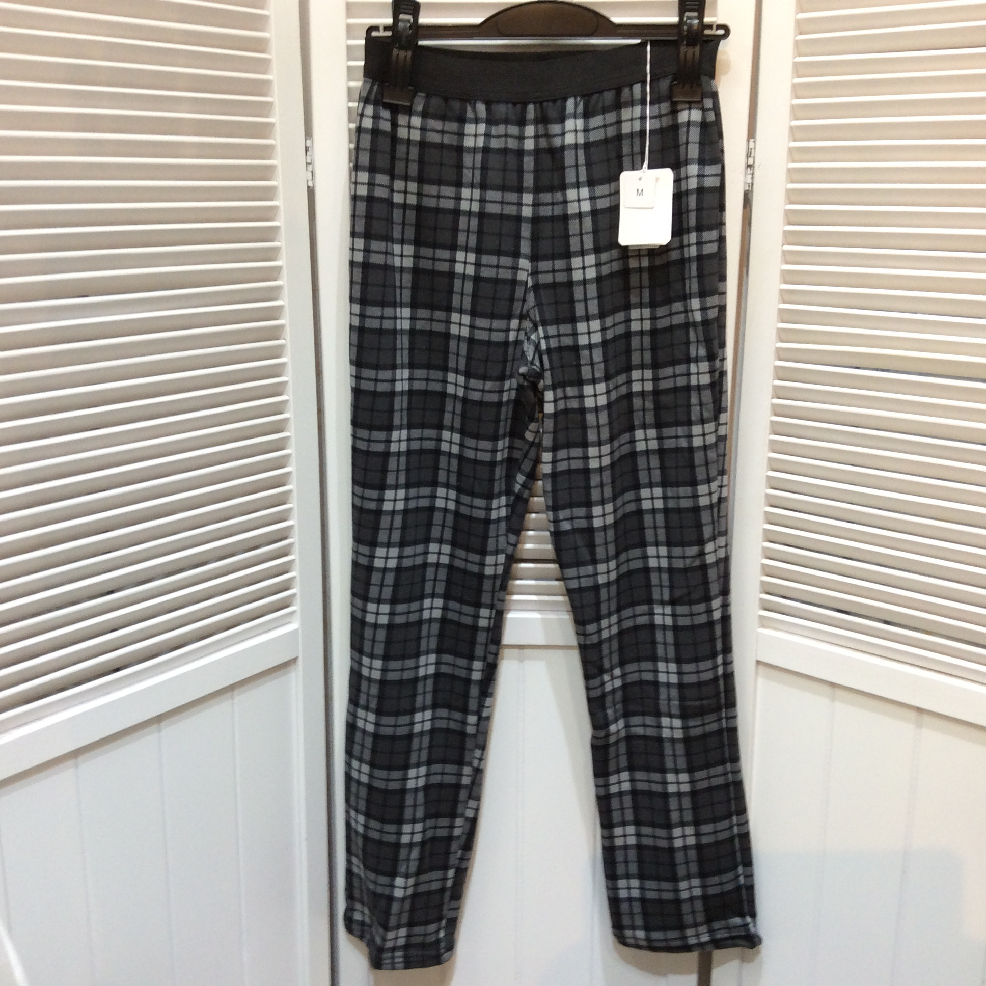 未使用 裏起毛パンツ Mサイズ  グレー／ブラックチェック柄