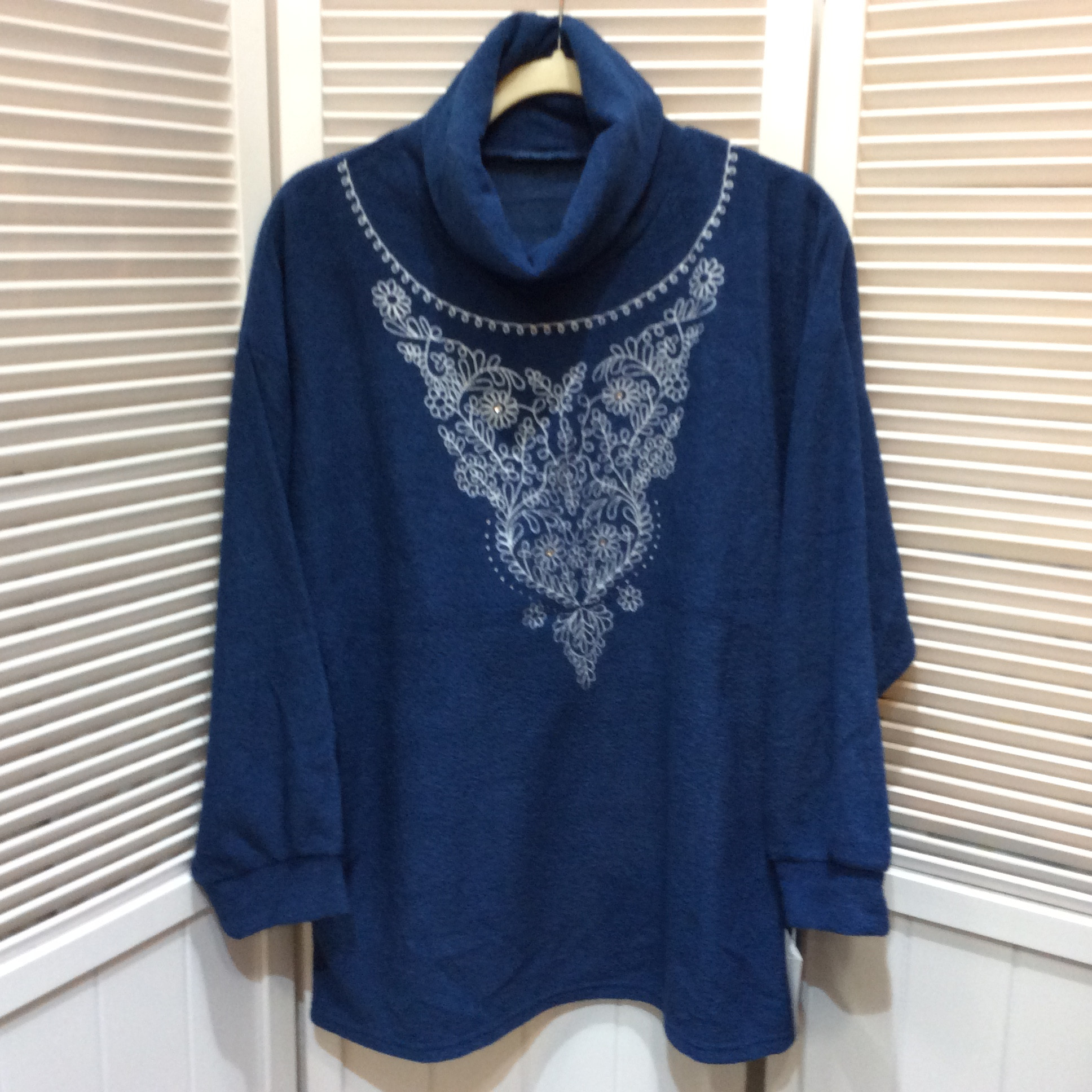 未使用☆裏起毛 タートルプルオーバー LL ブルー