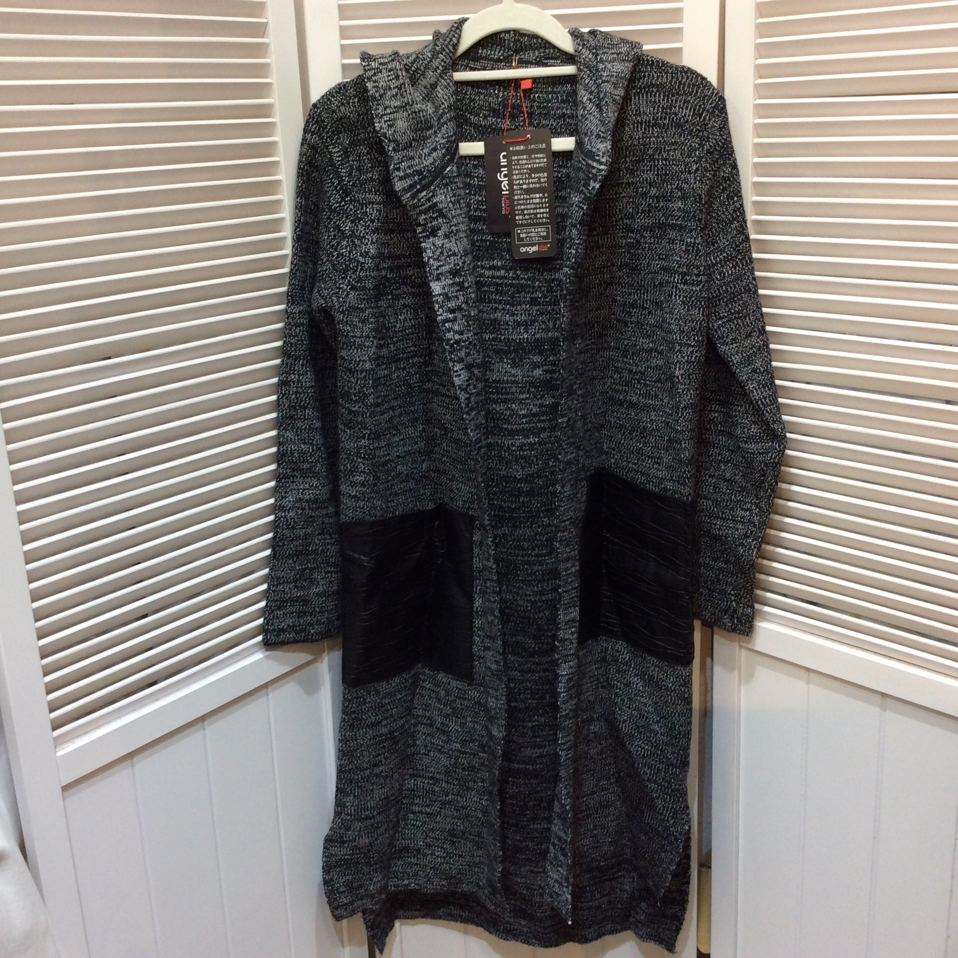 未使用☆angel plus TOKYO フード付きニットコート M~L グレー