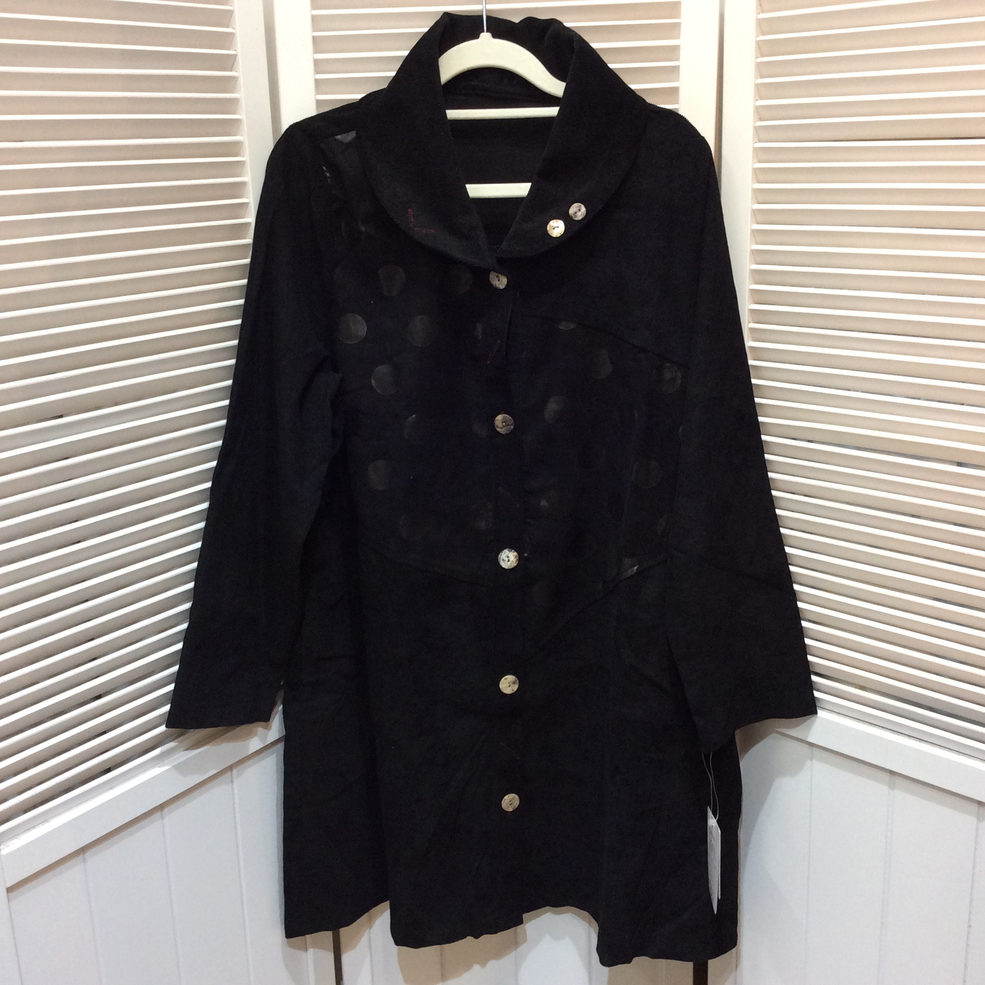 未使用☆3s4you コート M~L ブラック×丸柄