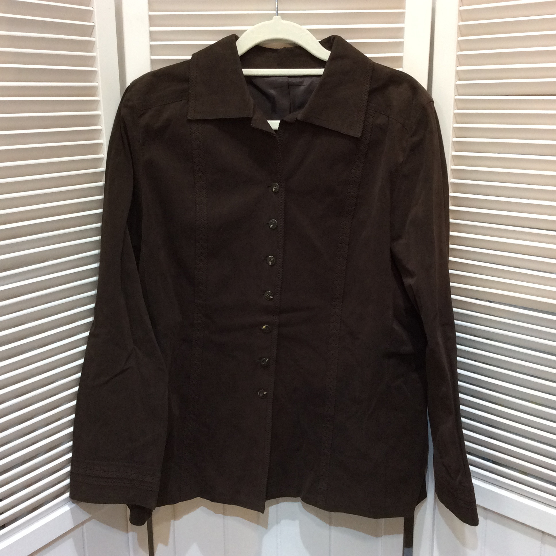 レリアン フェイクスエード シャツジャケット 9号 ダークブラウン