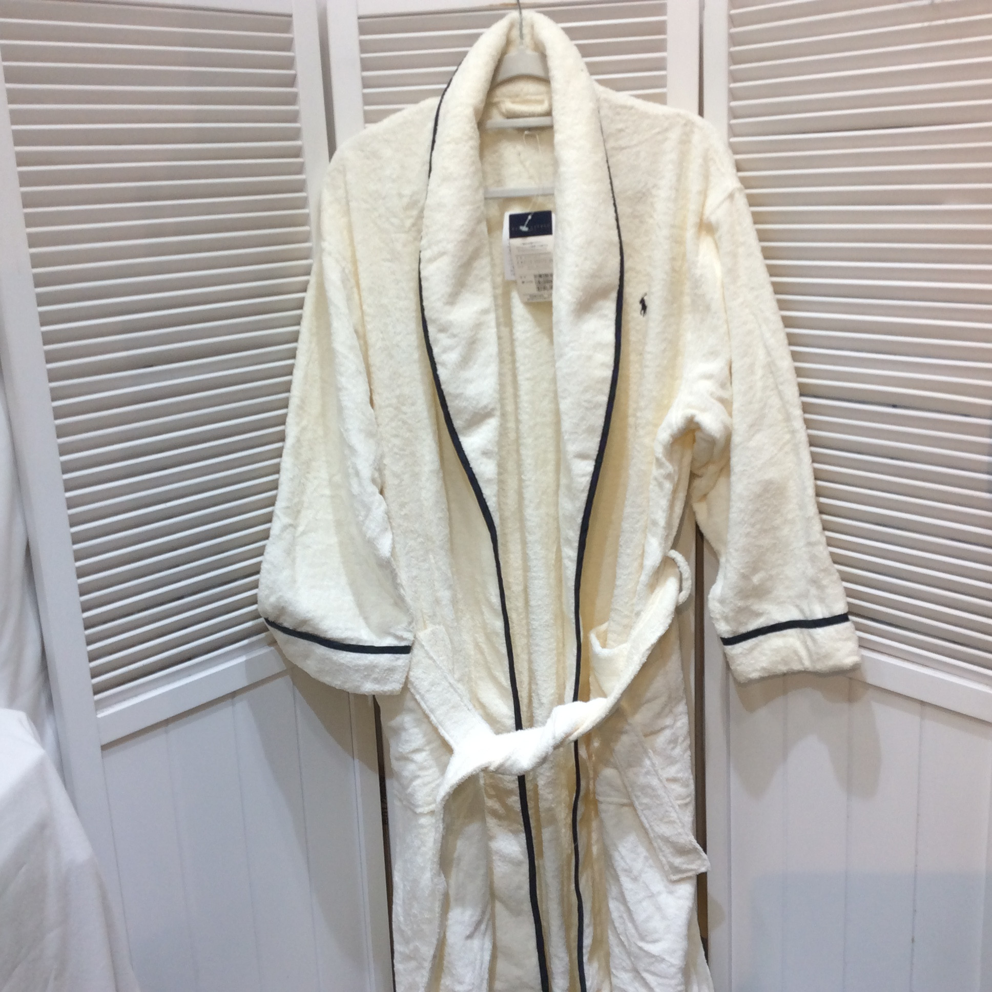 未使用☆ラルフローレン メンズ バスローブ L オフホワイト