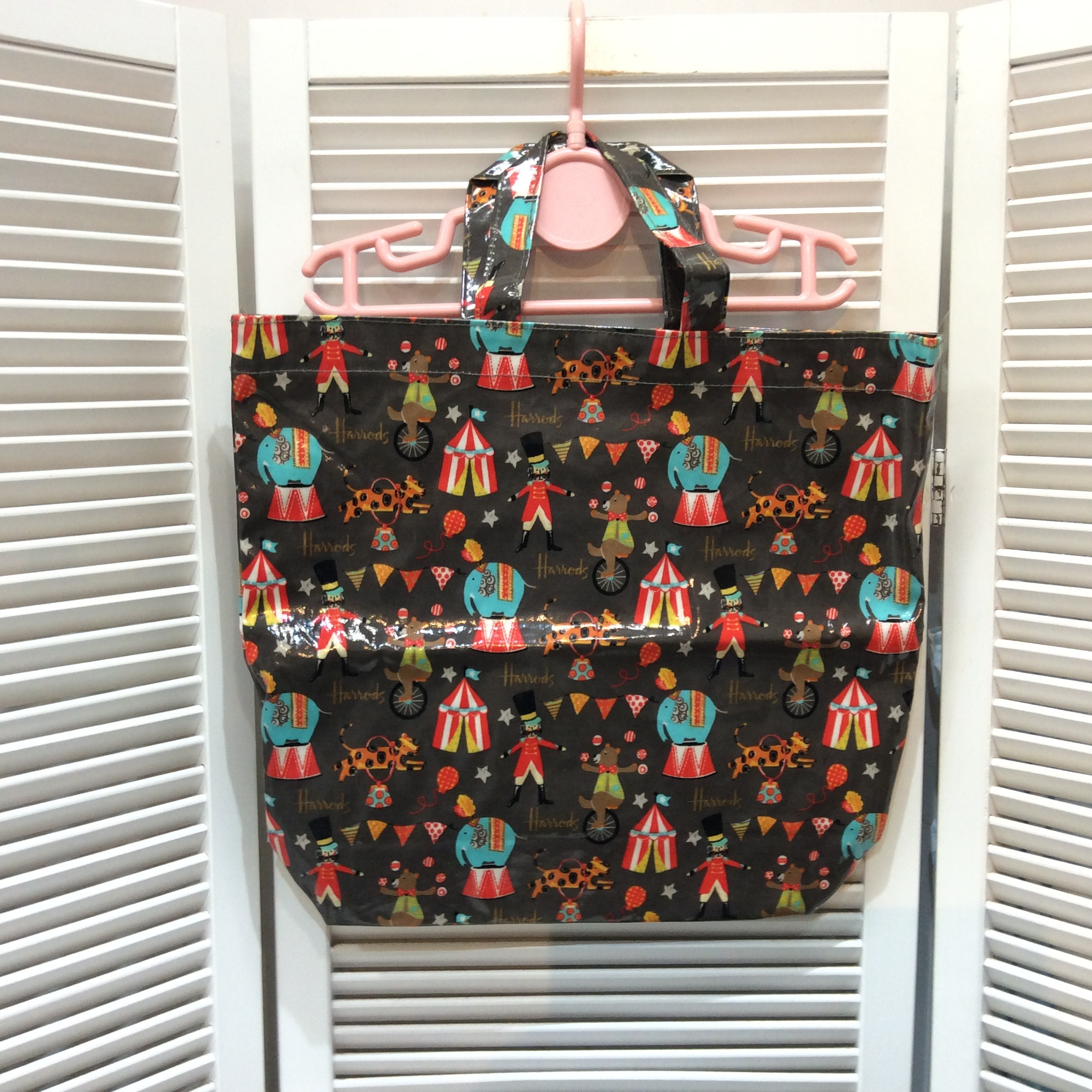 ハロッズ ビニールバッグ  サーカス柄
