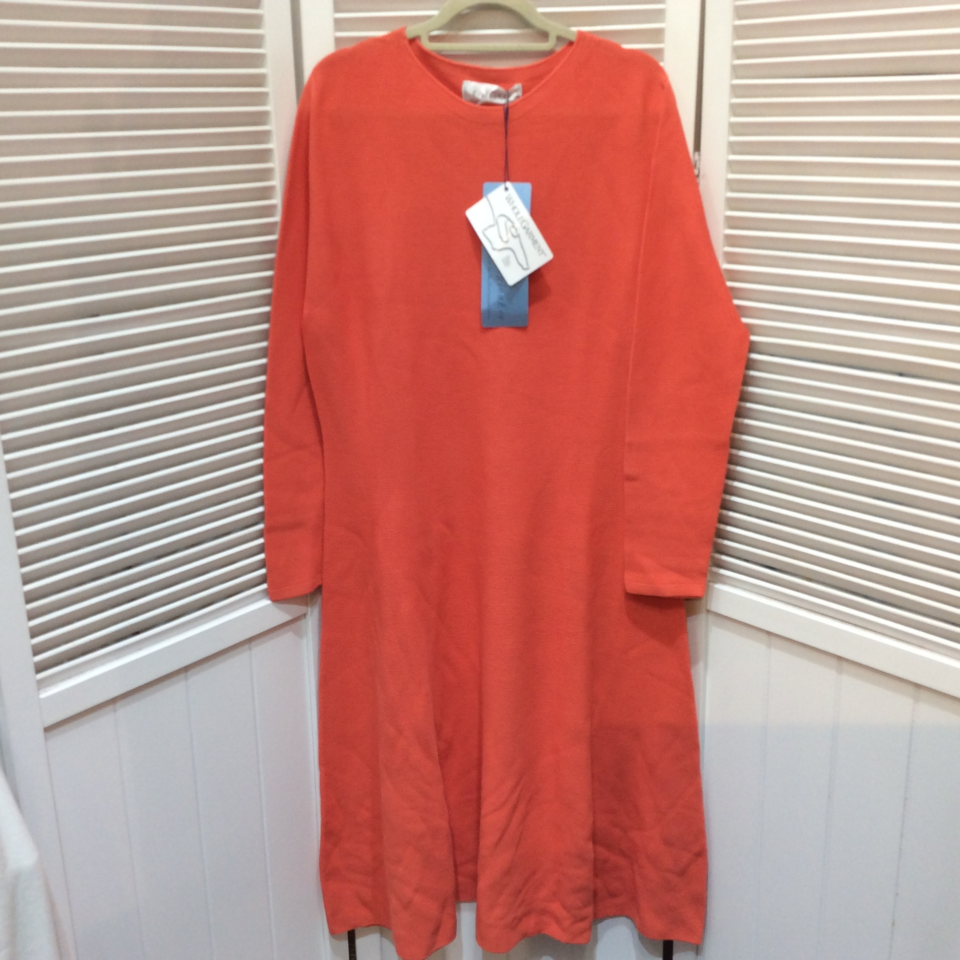 未使用☆ReginaEveレギーナイヴ 長袖ニットワンピース M マンダリンオレンジ ホールガーメント