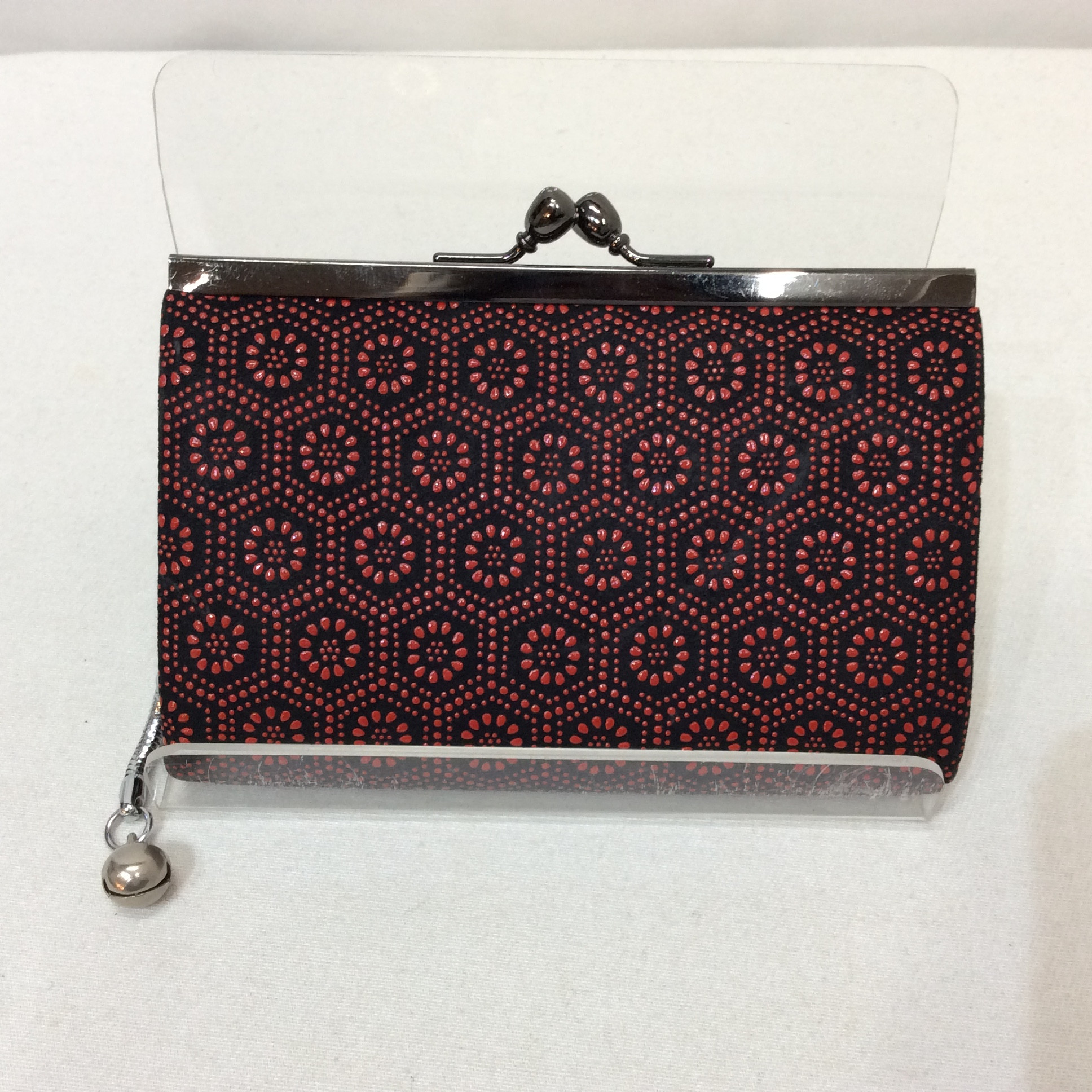 印傳屋 がま口式小銭入れ 赤黒