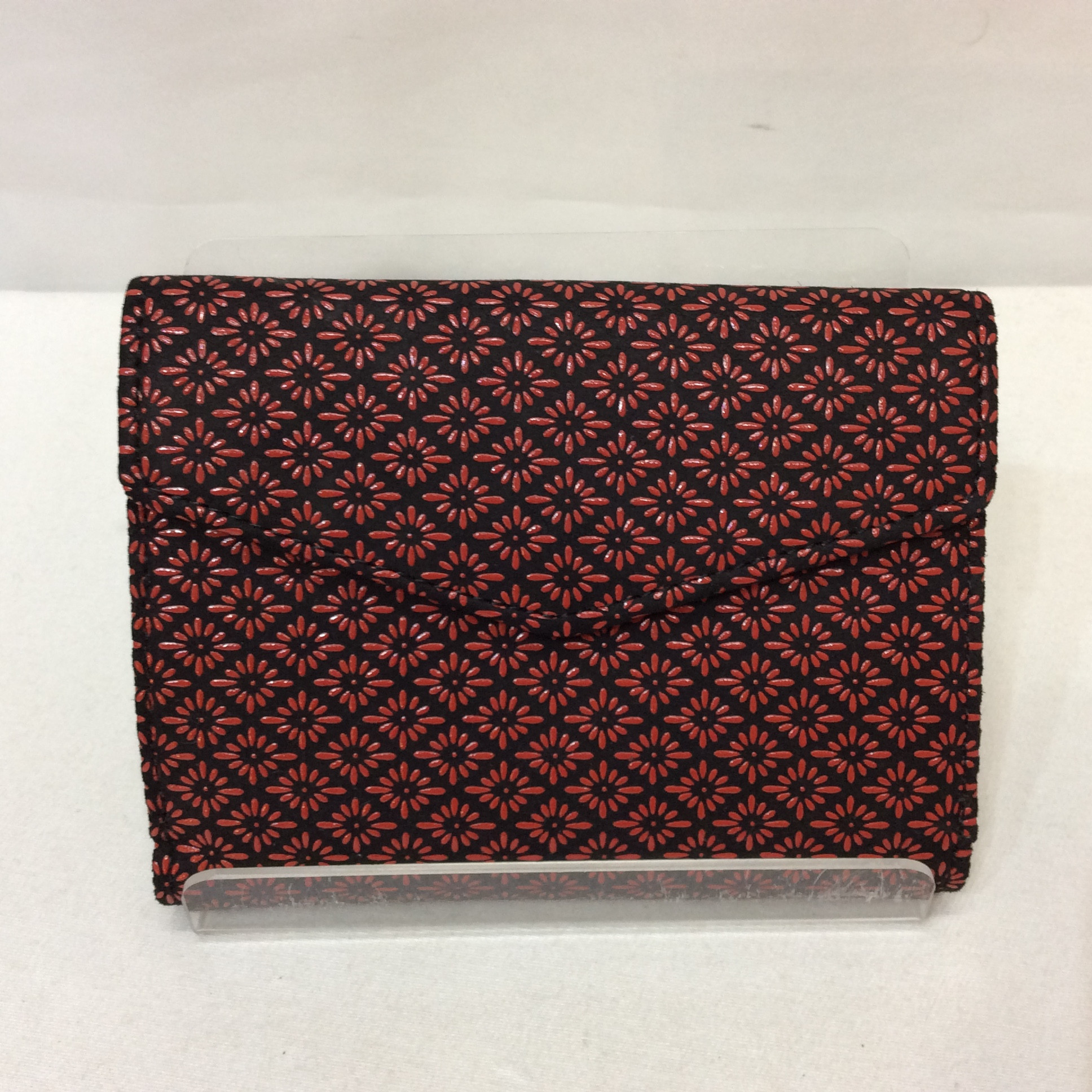 印傳屋 2つ折り財布 赤黒