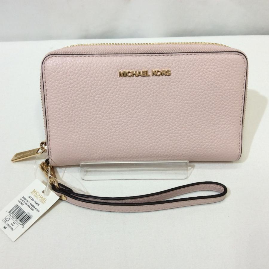 値下げ❗️未使用☆MICHAEL KORS マイケルコース レザー ラウンド式長財布 パウダーブラッシュ ジェット セットトラベル