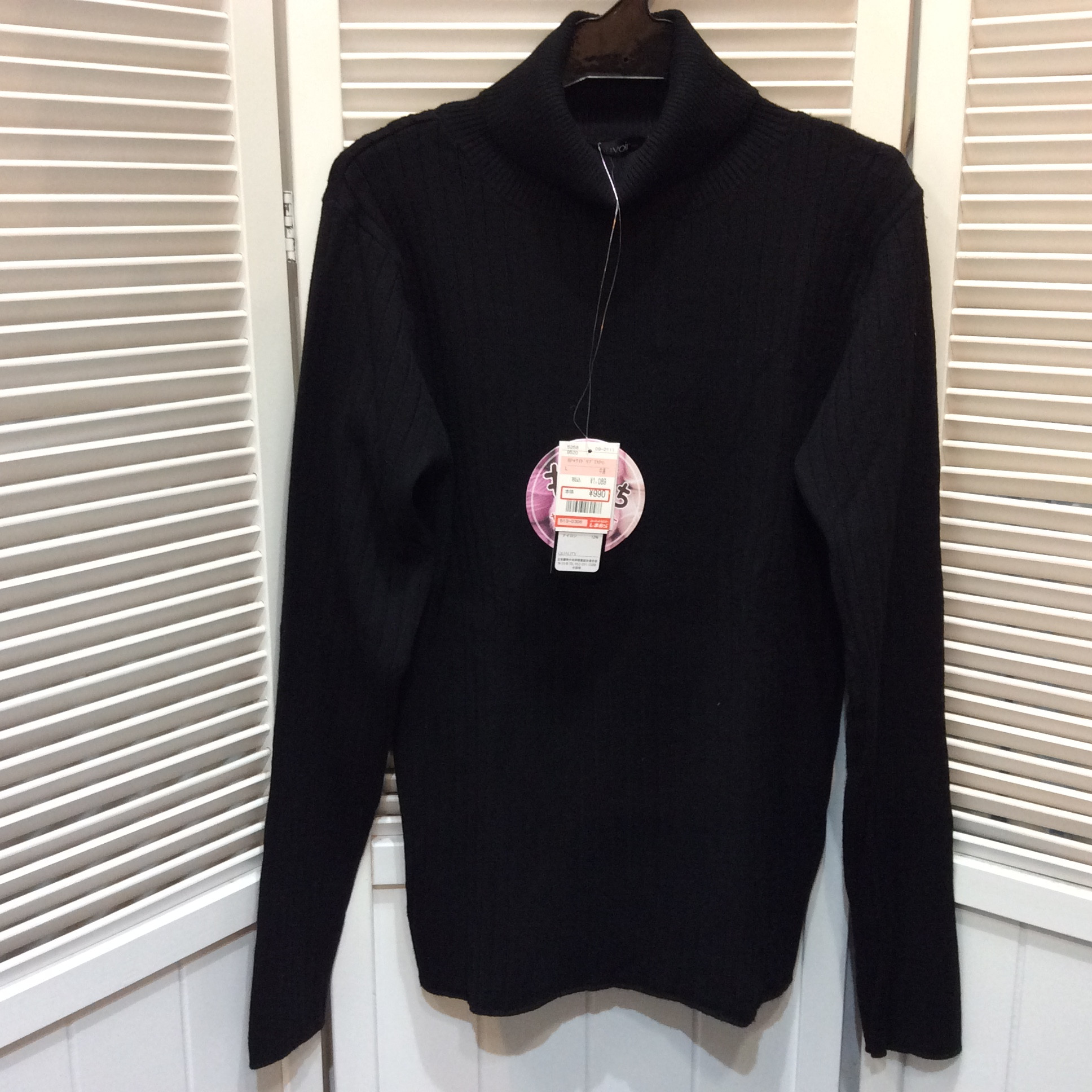 未使用 しまむら ニットタートルセーター Lサイズ 黒