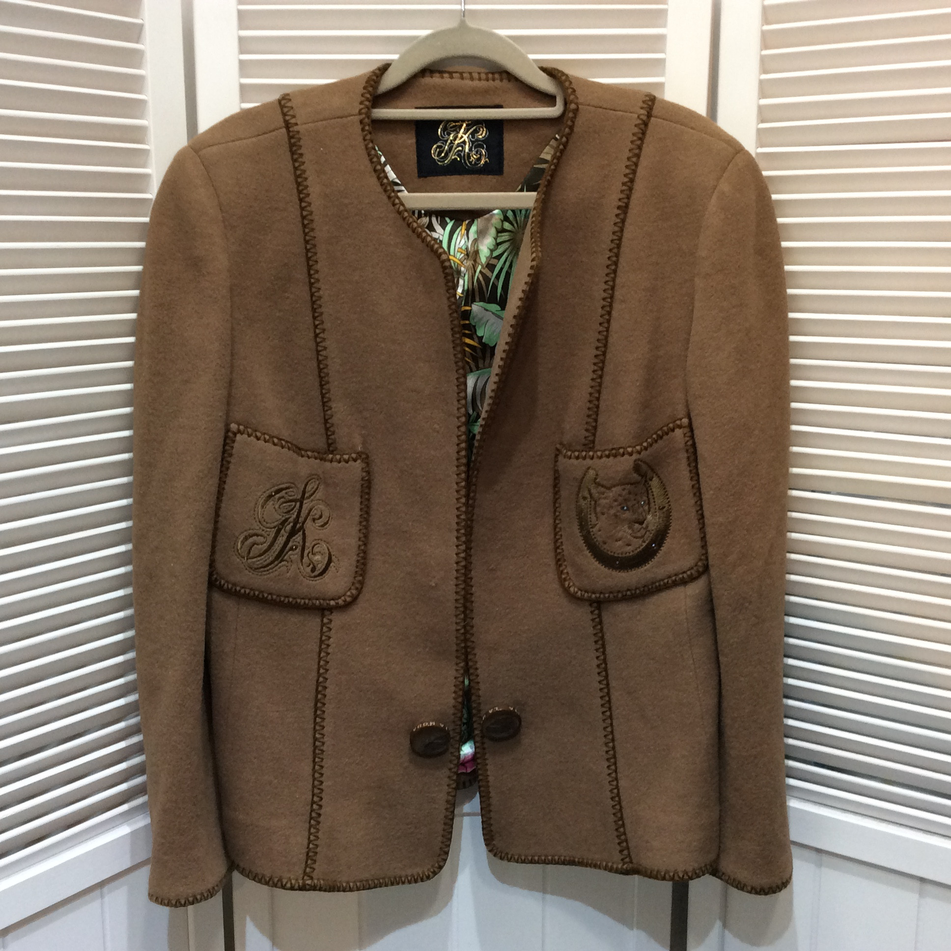 伊太利屋 ウールジャケット 11号 ブラウン 裏地柄