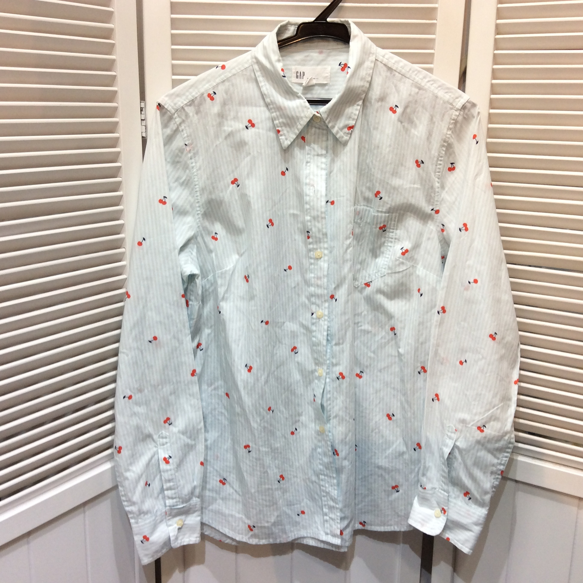 GAP 長袖ブラウス Mサイズ  ストライプ／さくらんぼ