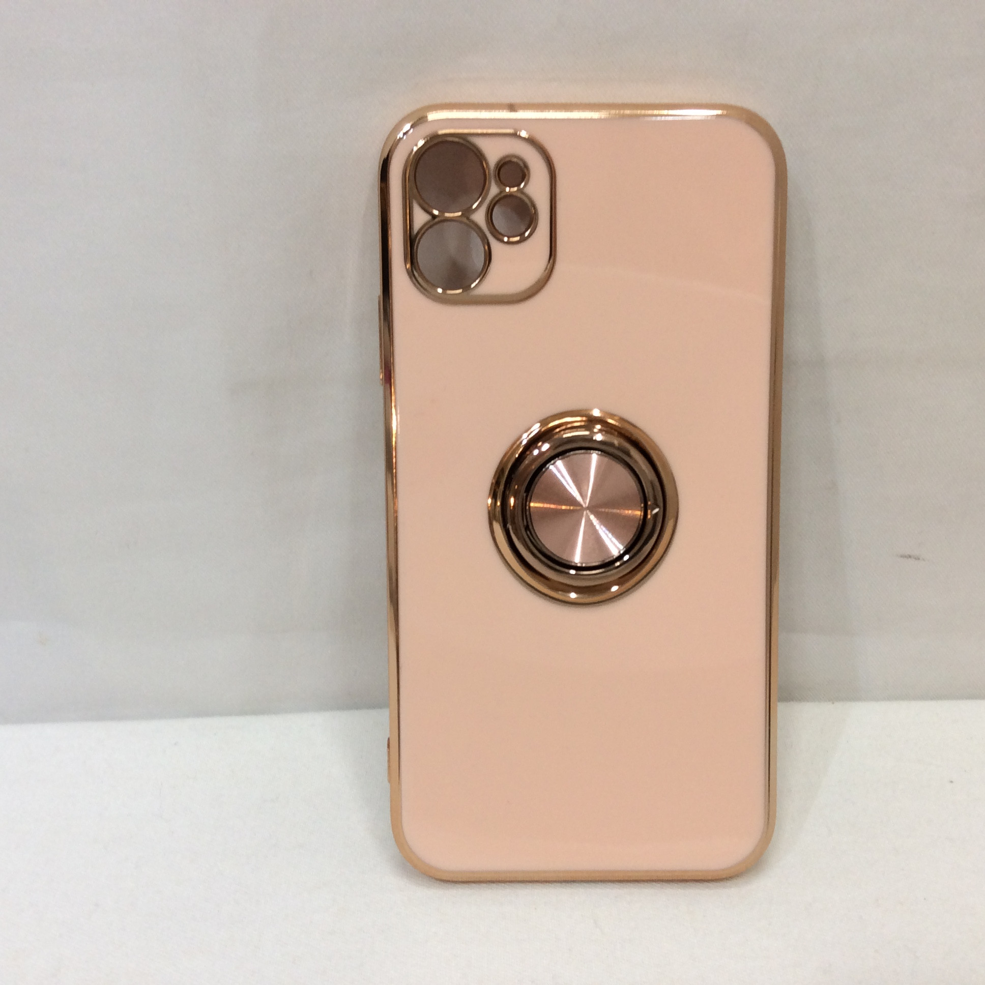 iPhone 11 フィンガーリング付き スマホカバー  サーモンピンク