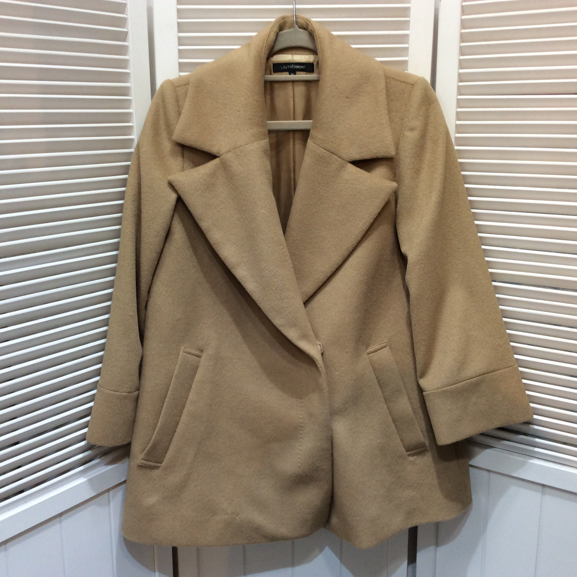 未使用☆LAUTREAMONT ロートレアモン アンゴラ×ウールコート 36 ベージュ 傷あり