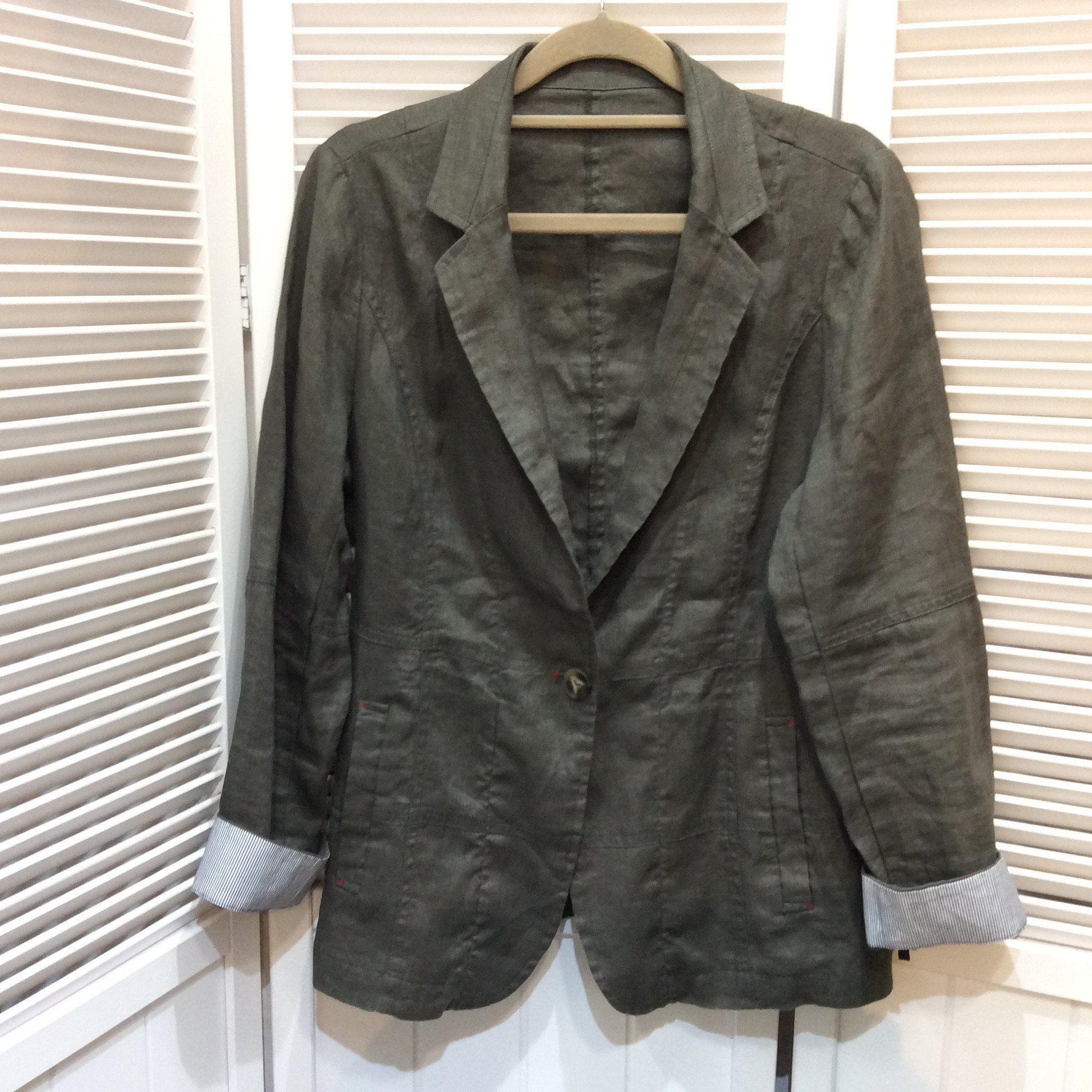 麻ジャケット  M  カーキ