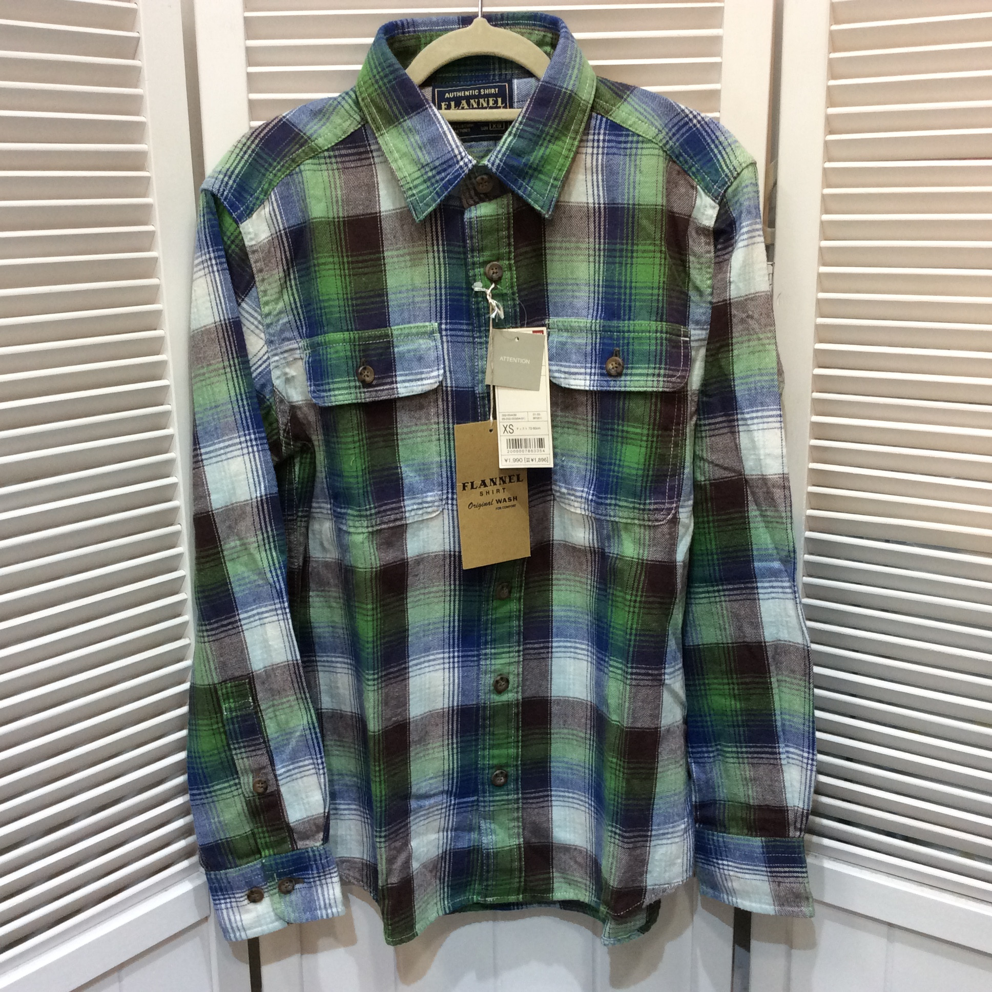 未使用☆UNIQLO ユニクロ メンズ フランネルチェックシャツ XS 