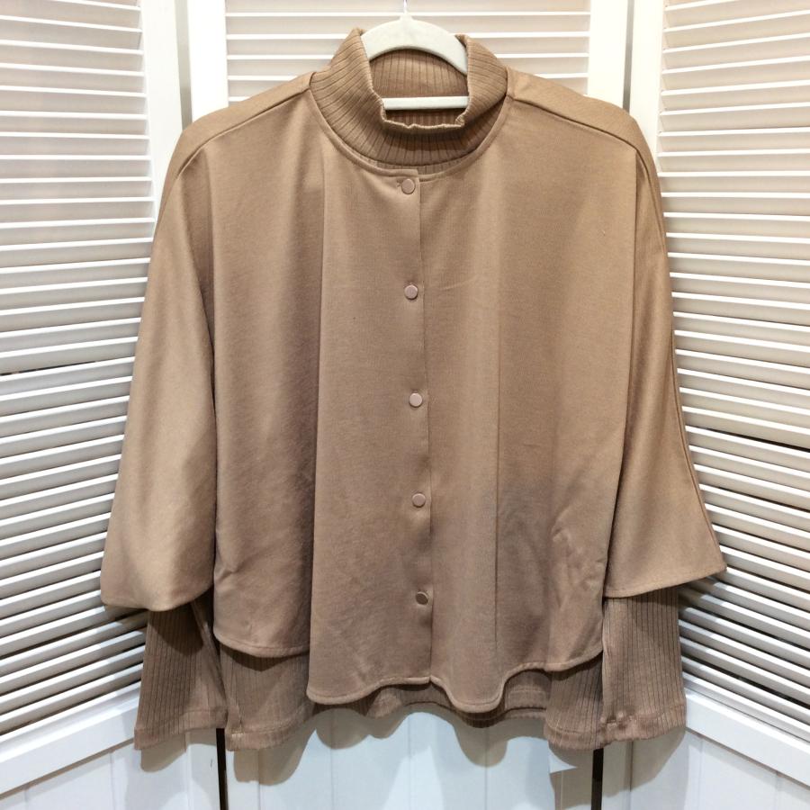 値下げ30%off❗️新品☆レディース アンサンブル ベージュ 3L カーデ風 プルオーバー 体型カバー ケープ