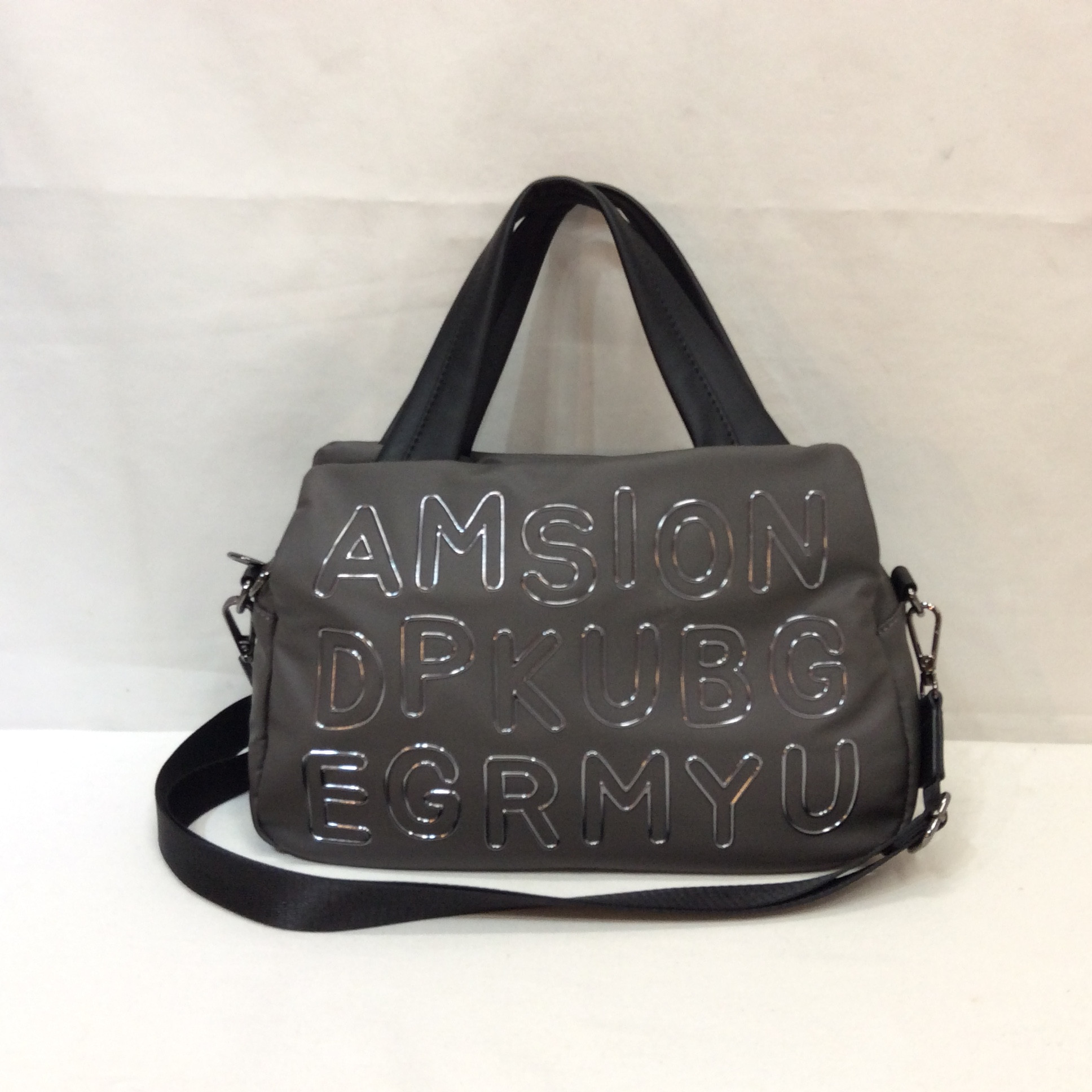 2WAYショルダーバッグ  グレー／ロゴデザイン