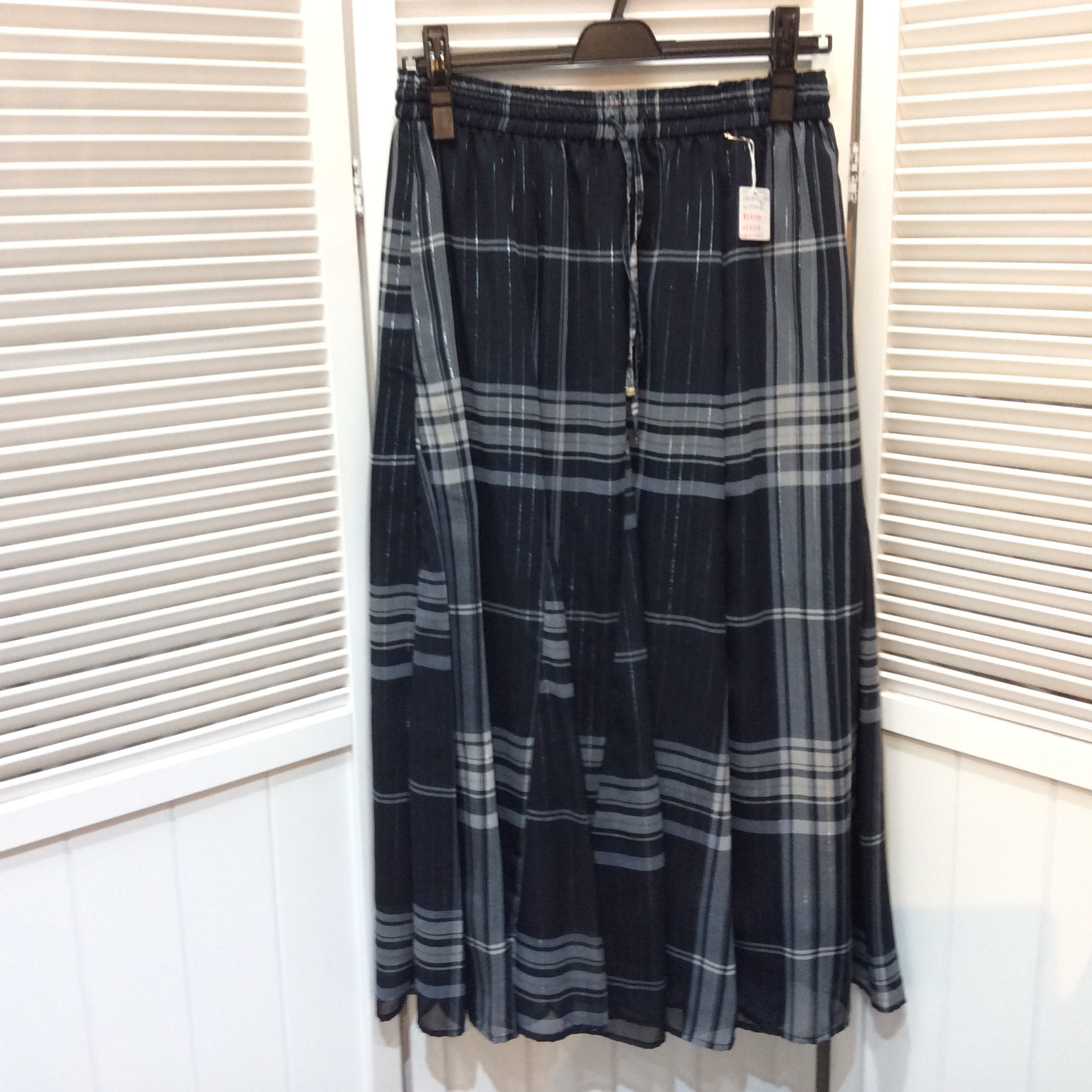 GLOBAL WORK ロングスカート    フリーサイズ   黒チェック／ラメ  美品