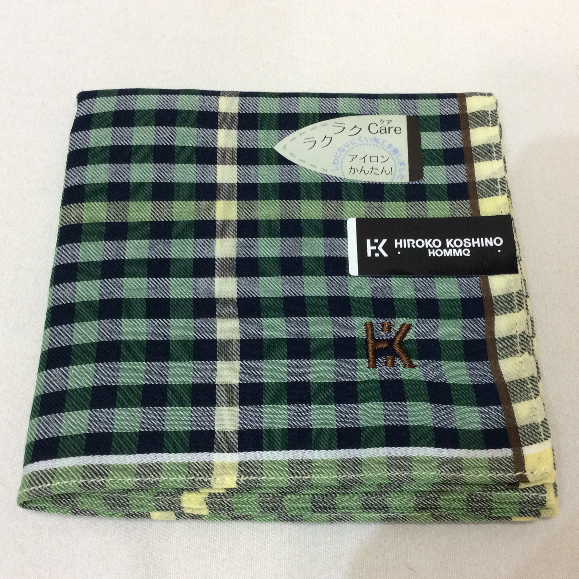 新品☆HIROKO KOSHINO HOMME ヒロココシノオム ハンカチ グリーンチェック