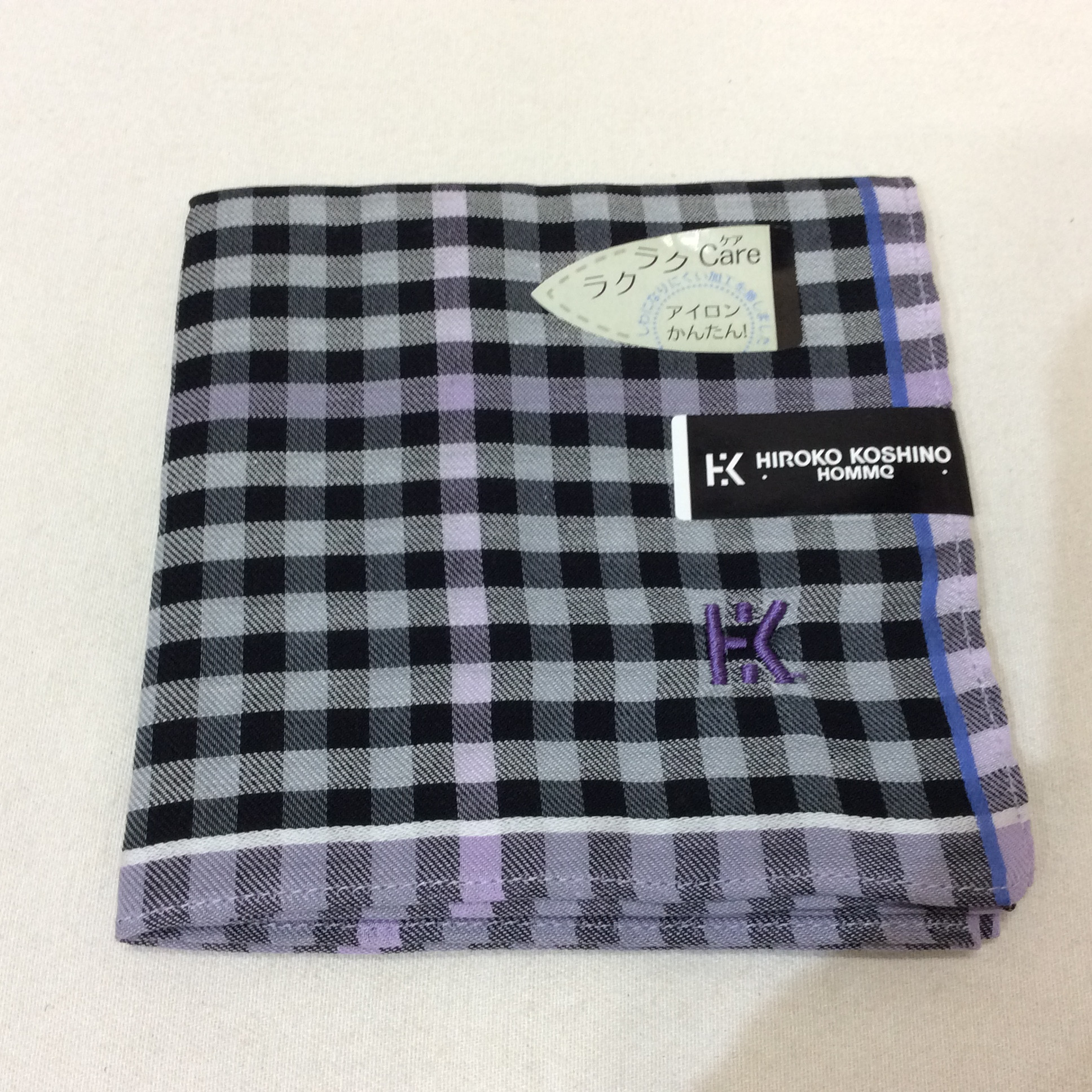 新品☆HIROKO KOSHINO HOMME ヒロココシノオム ハンカチ パープルチェック