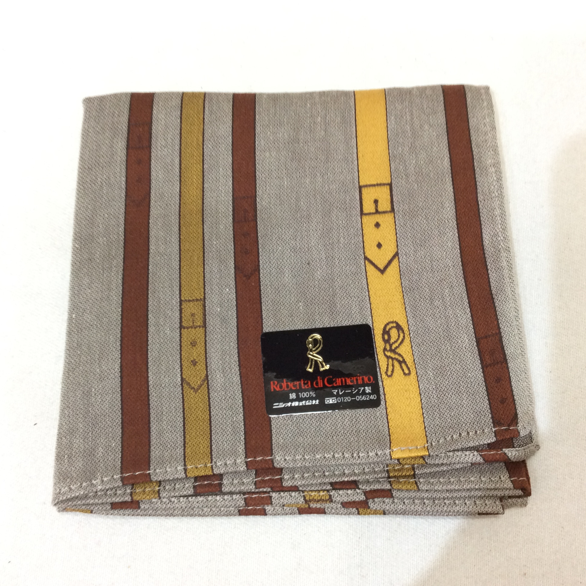 新品☆ロベルタ メンズハンカチ ブラウン系