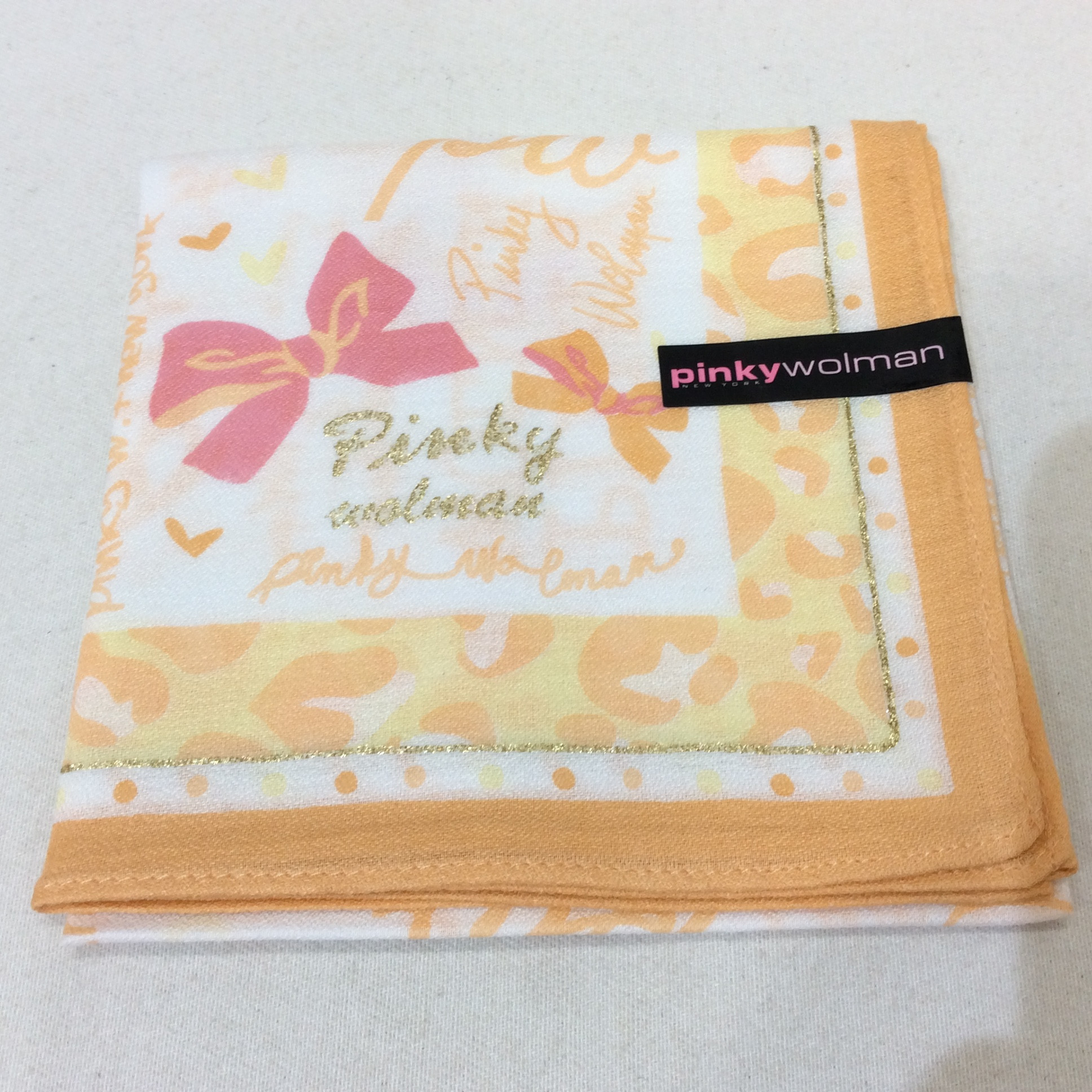 新品☆pinkywolman ピンキーウォルマン ハンカチ オレンジ柄