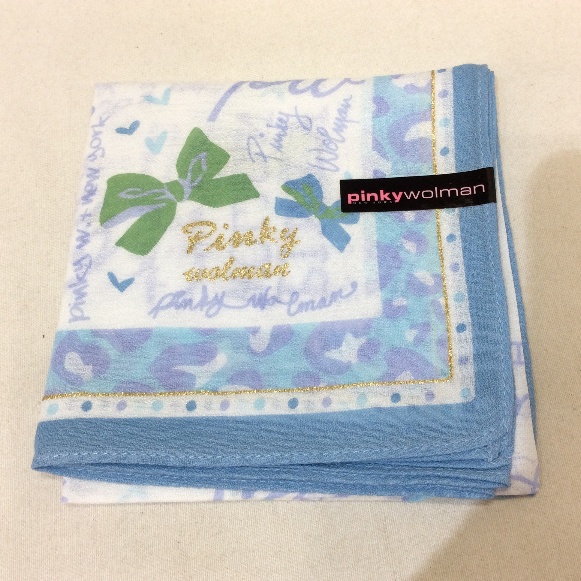 新品☆pinkywolman ピンキーウォルマン ハンカチ 水色柄